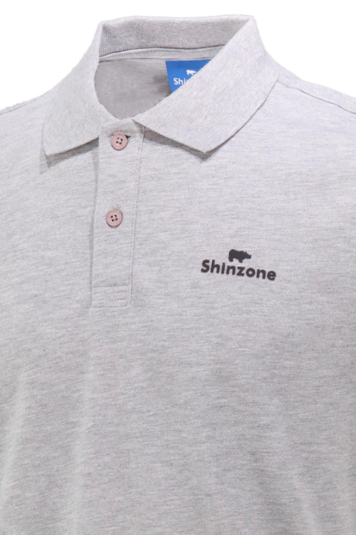Polo Yaka T-ShirtShinzoneErkek Polo Yaka Yumuşak Dokulu, Kol Bantlı Gri T-Shirt
