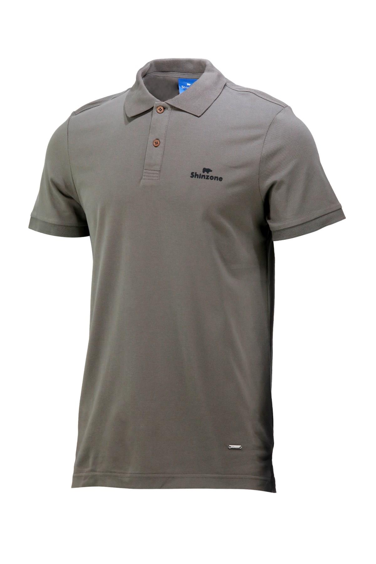 Polo Yaka T-ShirtShinzoneErkek Polo Yaka Yumuşak Dokulu, Kol Bantlı Haki T-Shirt