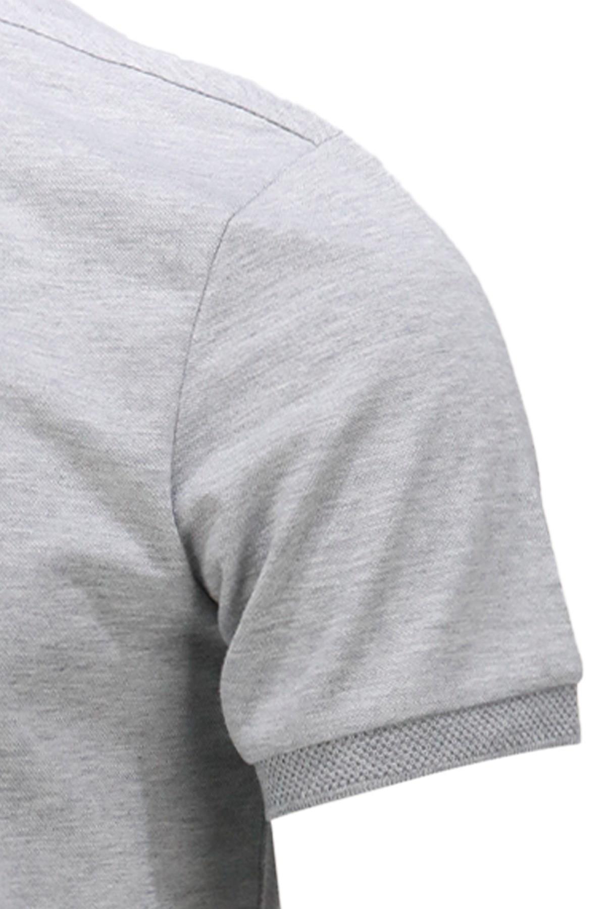 Polo Yaka T-ShirtShinzoneErkek Polo Yaka Yumuşak Dokulu, Kol Bantlı Gri T-Shirt