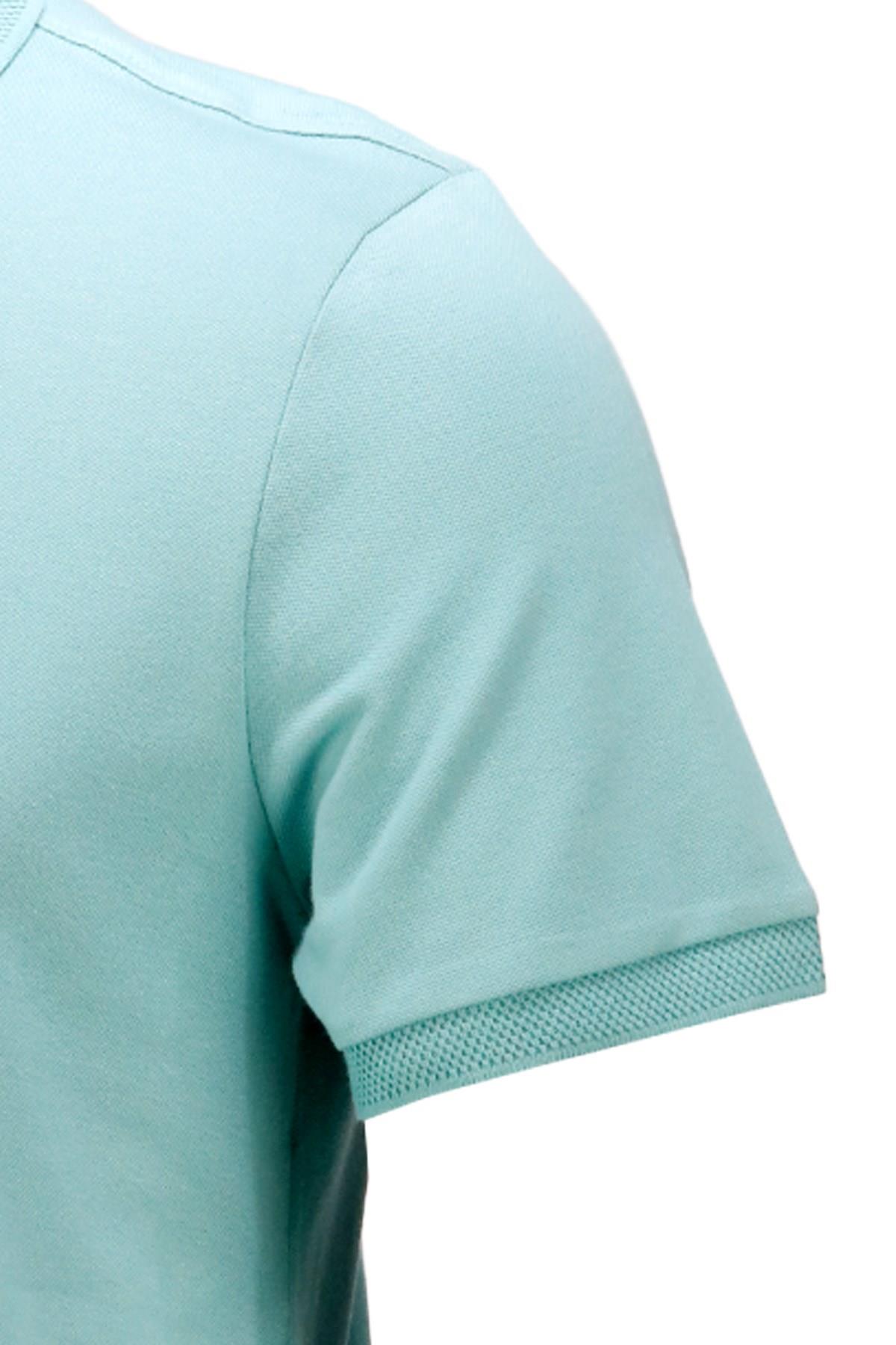 Polo Yaka T-ShirtShinzoneErkek Polo Yaka Yumuşak Dokulu, Kol Bantlı Mint Yeşili T-Shirt