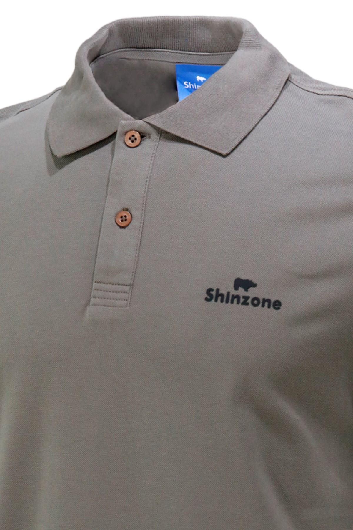 Polo Yaka T-ShirtShinzoneErkek Polo Yaka Yumuşak Dokulu, Kol Bantlı Haki T-Shirt