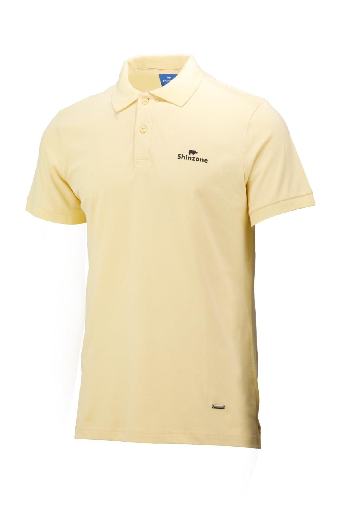 Polo Yaka T-ShirtShinzoneErkek Polo Yaka Yumuşak Dokulu, Kol Bantlı Sarı T-Shirt