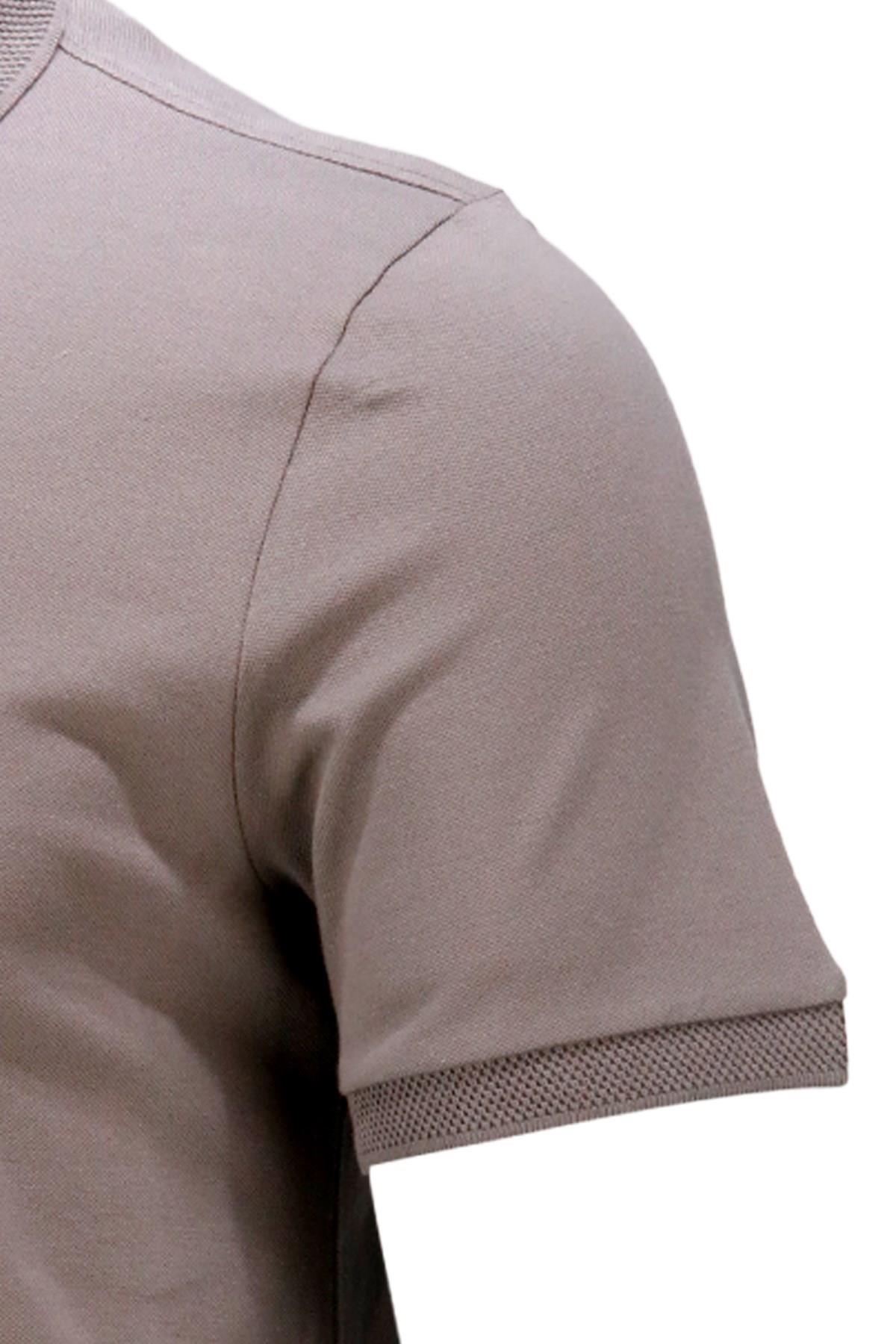 Polo Yaka T-ShirtShinzoneErkek Polo Yaka Yumuşak Dokulu, Kol Bantlı Vizon T-Shirt