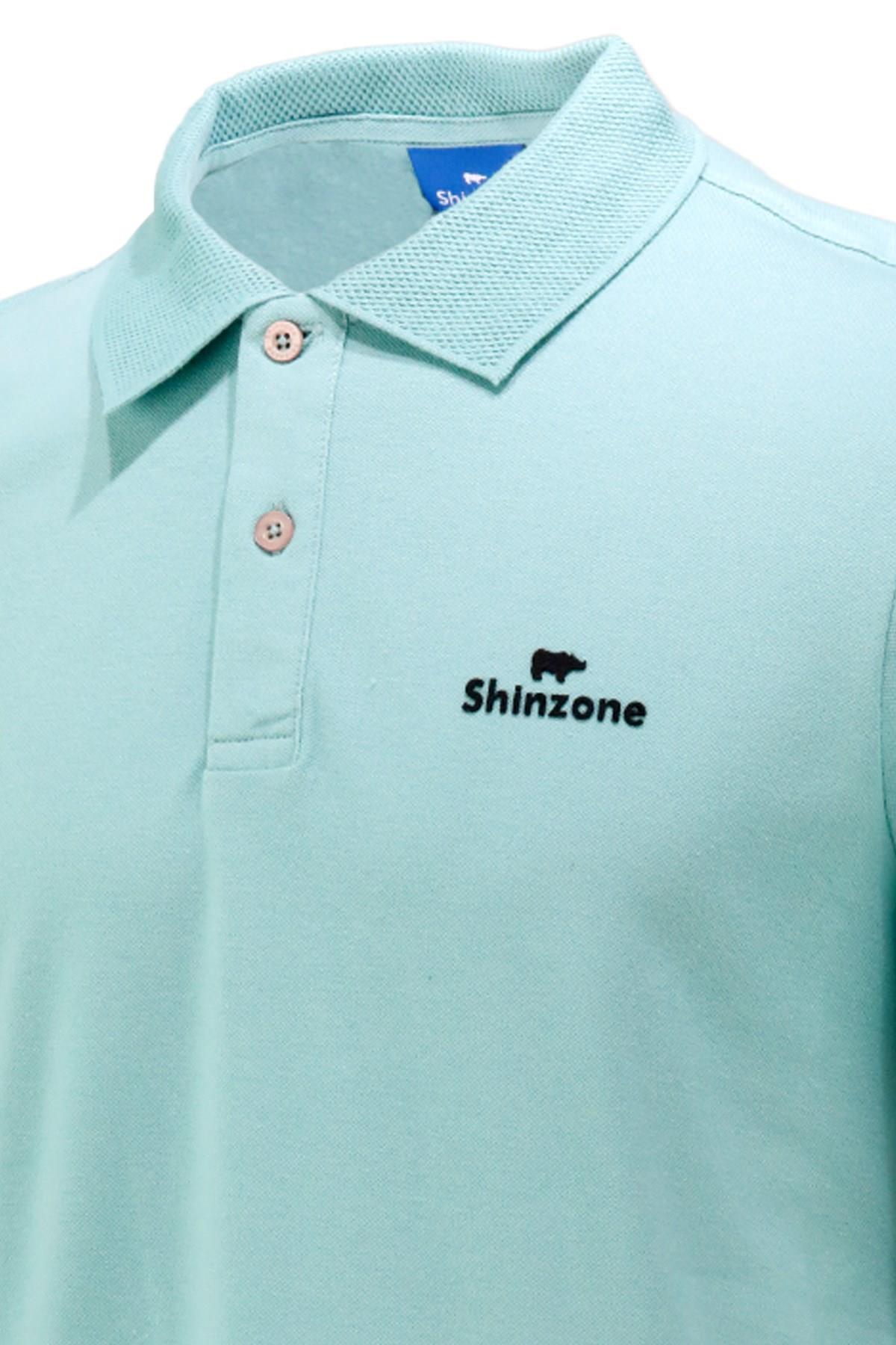Polo Yaka T-ShirtShinzoneErkek Polo Yaka Yumuşak Dokulu, Kol Bantlı Mint Yeşili T-Shirt