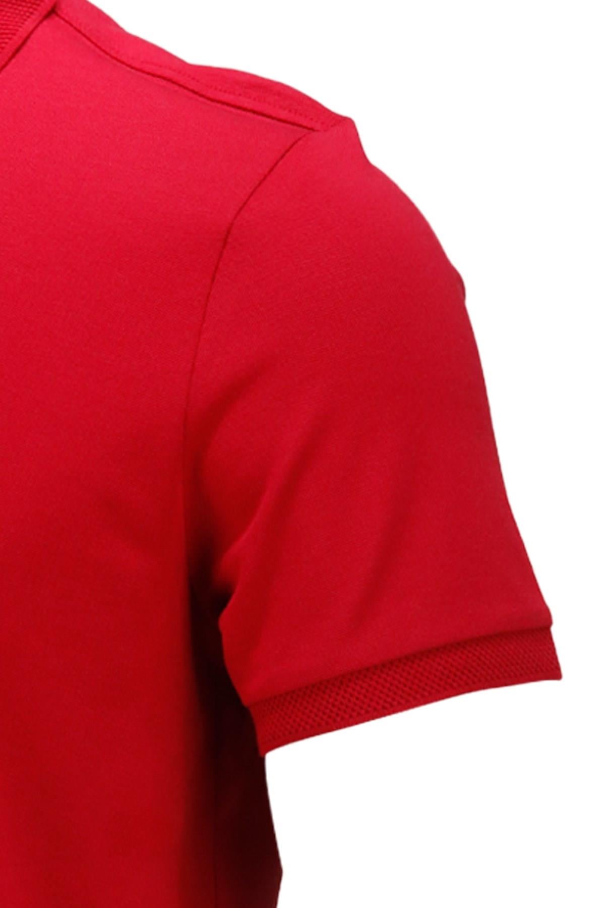 Polo Yaka T-ShirtShinzoneErkek Polo Yaka Yumuşak Dokulu, Kol Bantlı Kırmızı T-Shirt