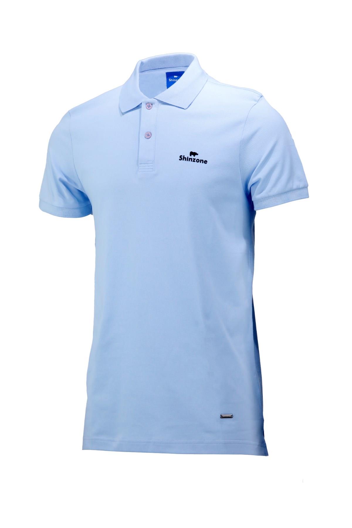Polo Yaka T-ShirtShinzoneErkek Polo Yaka Yumuşak Dokulu, Kol Bantlı Bebe Mavisi T-Shirt