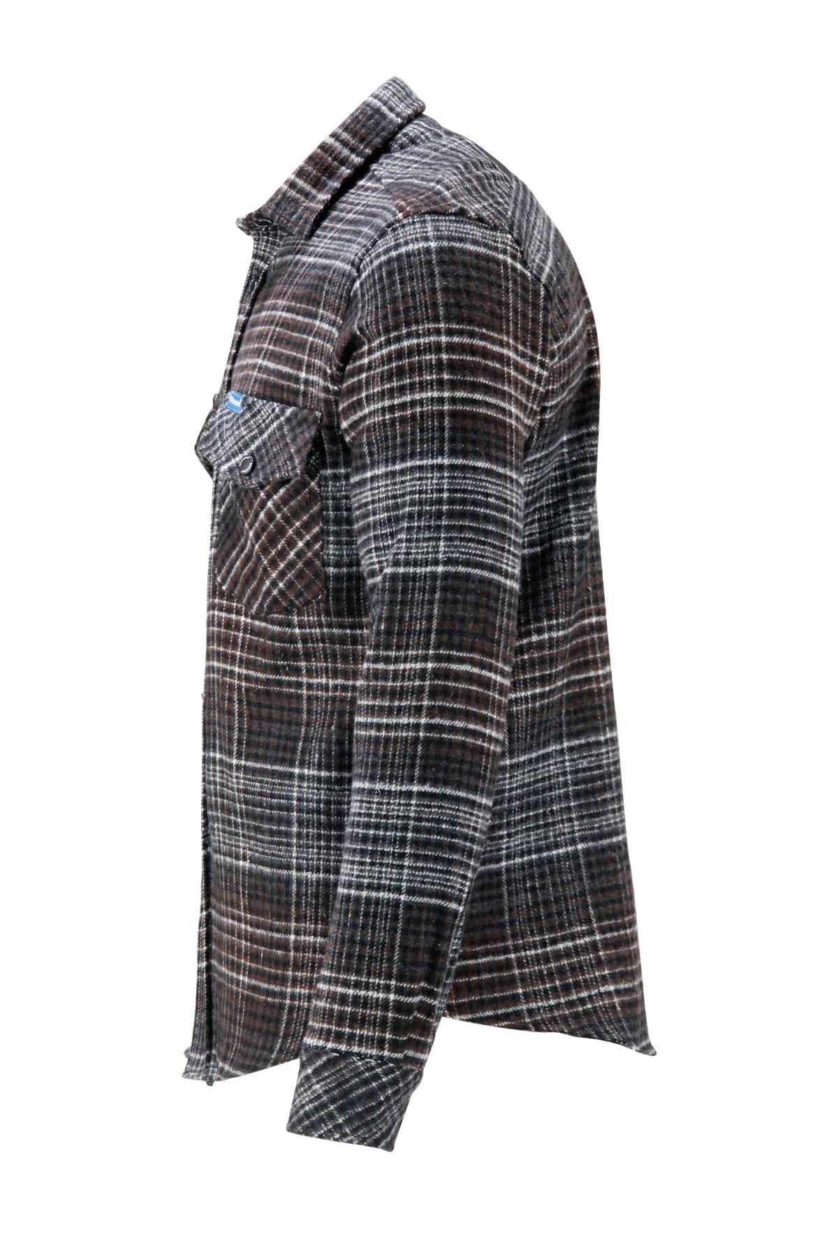 GömlekShinzoneErkek Ragular Fit Çift Cep Çıtçıtlı Oduncu Kahve Ekose Gömlek