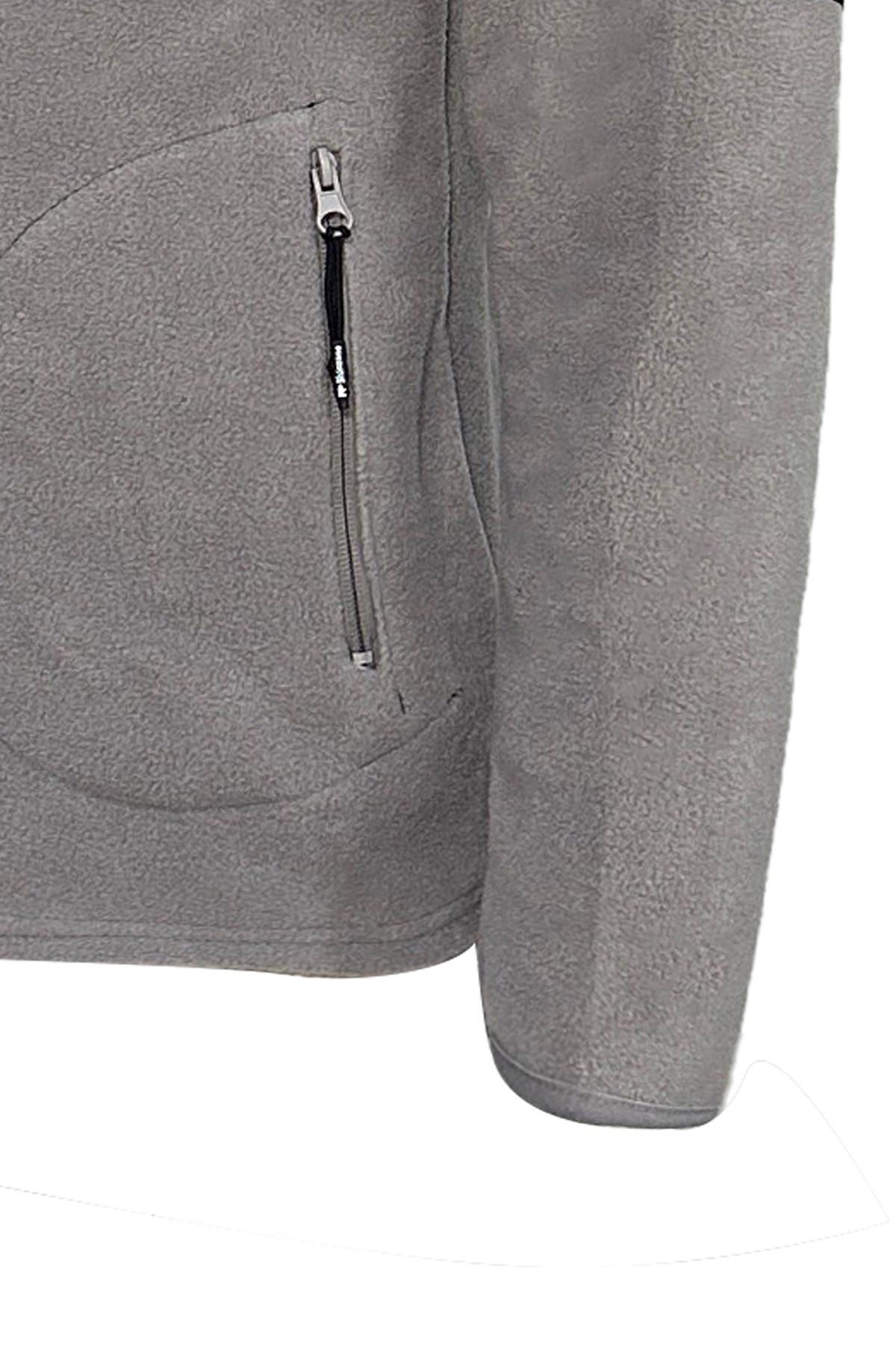 SweatshirtShinzoneErkek Regular Fit Fermuarlı Cepli Battal Büyük Beden Polar Gri Sweatshirt