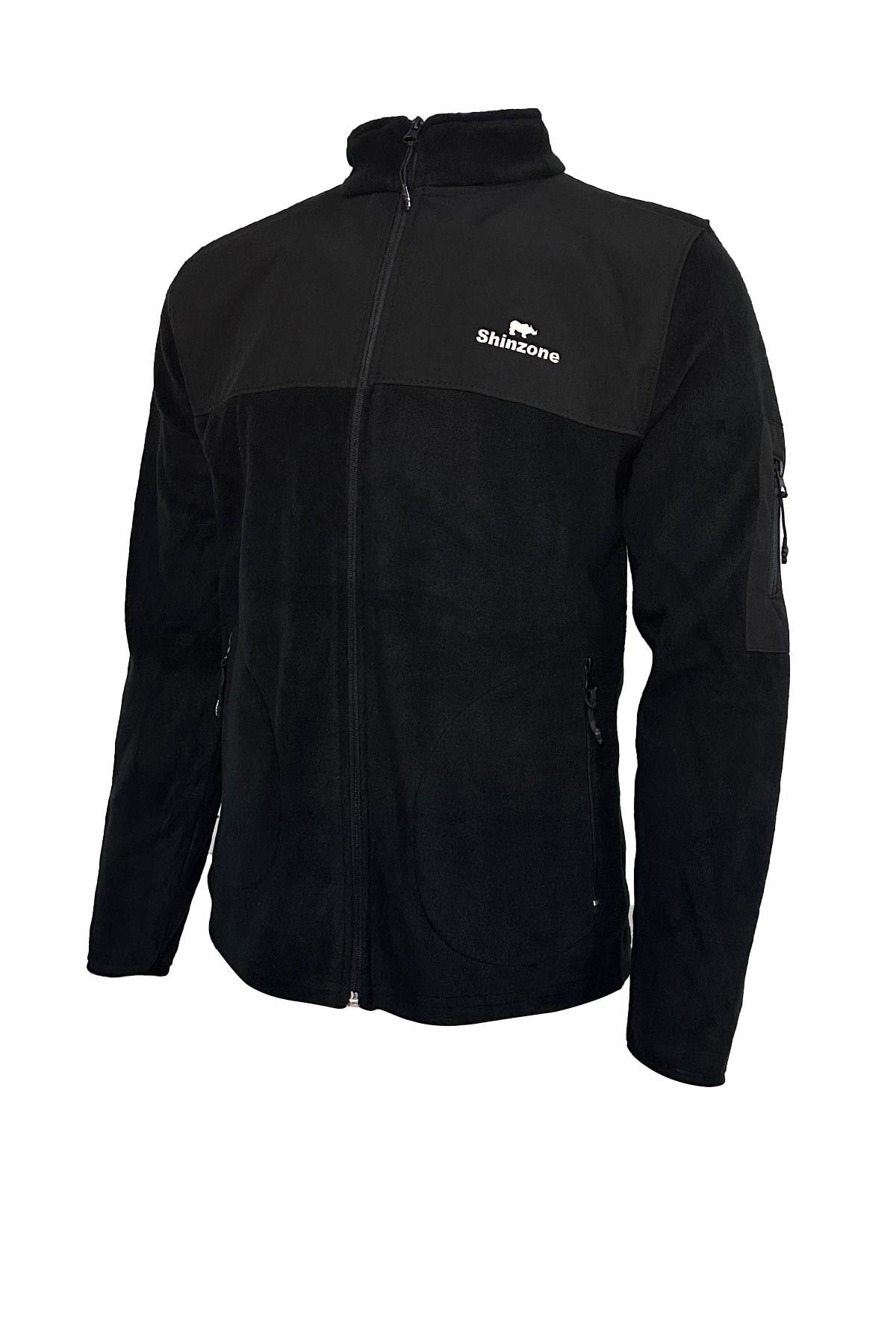 SweatshirtShinzoneErkek Regular Fit Fermuarlı Cepli Battal Büyük Beden Polar Siyah Sweatshirt