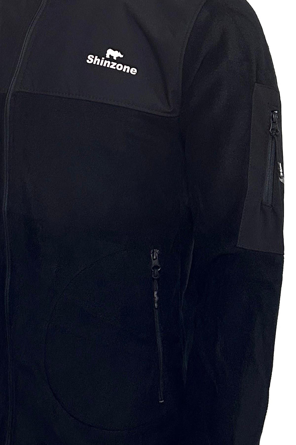 SweatshirtShinzoneErkek Regular Fit Fermuarlı Cepli Battal Büyük Beden Polar Siyah Sweatshirt