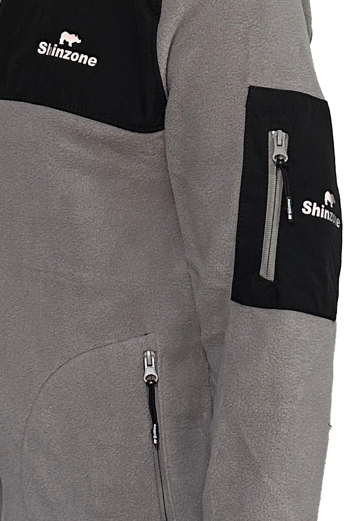 SweatshirtShinzoneErkek Regular Fit Fermuarlı Cepli Battal Büyük Beden Polar Gri Sweatshirt