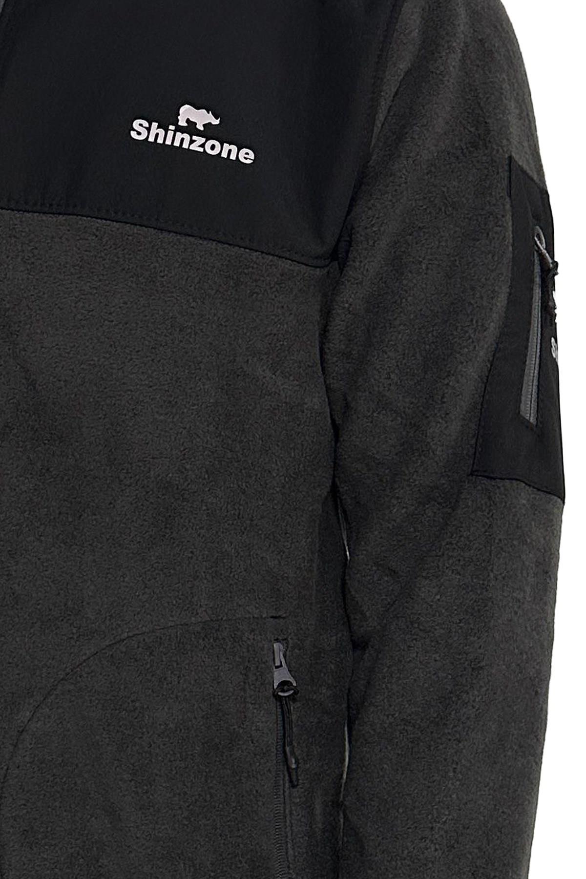 SweatshirtShinzoneErkek Regular Fit Fermuarlı Cepli Battal Büyük Beden Polar Füme Sweatshirt
