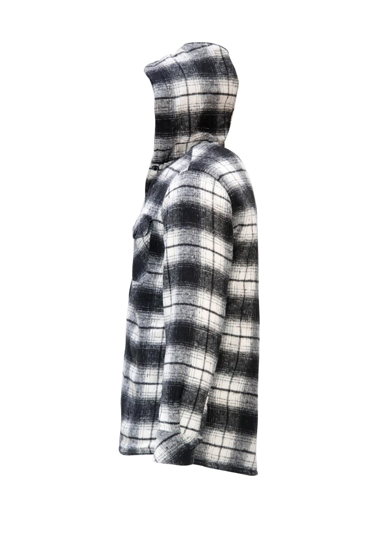 GömlekShinzoneErkek Regular Fit Kapitoneli Kapüşonlu Çıtçıtlı Oduncu Siyah Gömlek