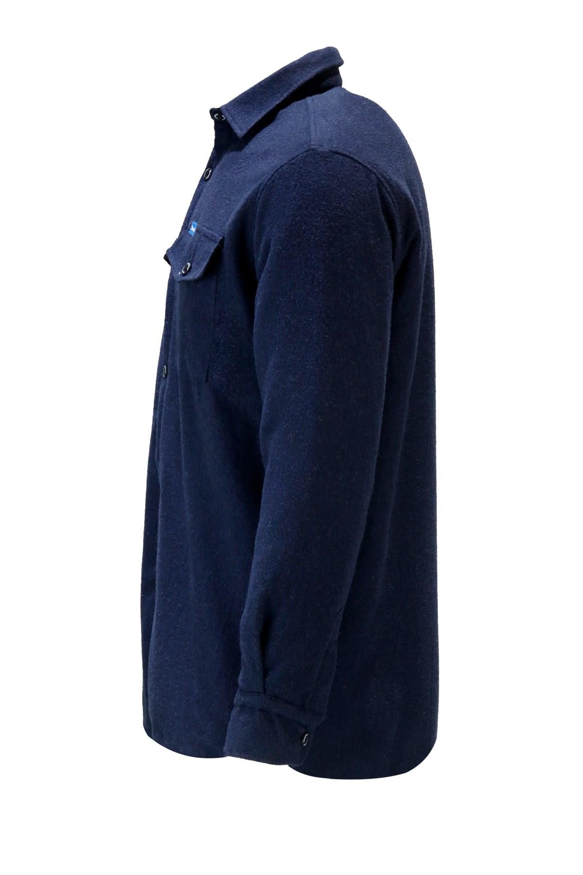 GömlekShinzoneErkek Regular Fit Peluşlu Çift Cep Kapaklı Çıtçıtlı Oduncu Lacivert Gömlek