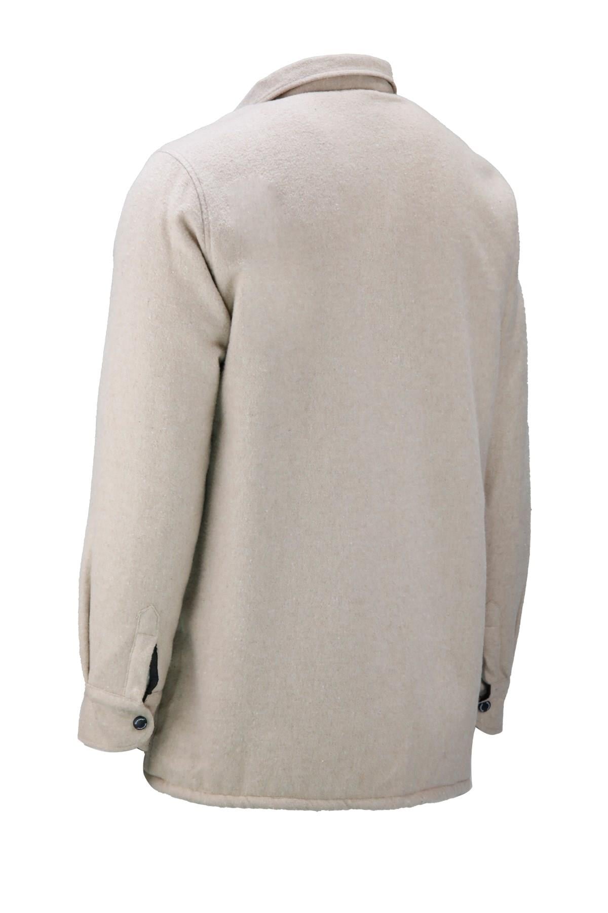 GömlekShinzoneErkek Regular Fit Peluşlu Çift Cep Kapaklı Çıtçıtlı Oduncu Bej Gömlek