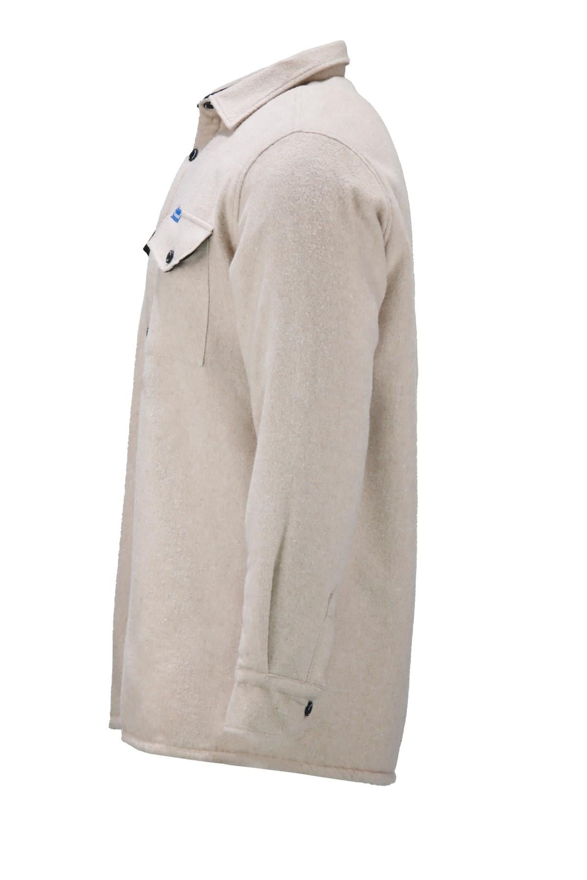 GömlekShinzoneErkek Regular Fit Peluşlu Çift Cep Kapaklı Çıtçıtlı Oduncu Bej Gömlek