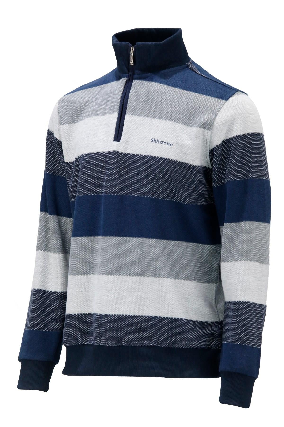 SweatshirtShinzoneErkek Regular Fit Uzun Kollu Dik Yaka Fermuarlı İndigo Sweatshirt
