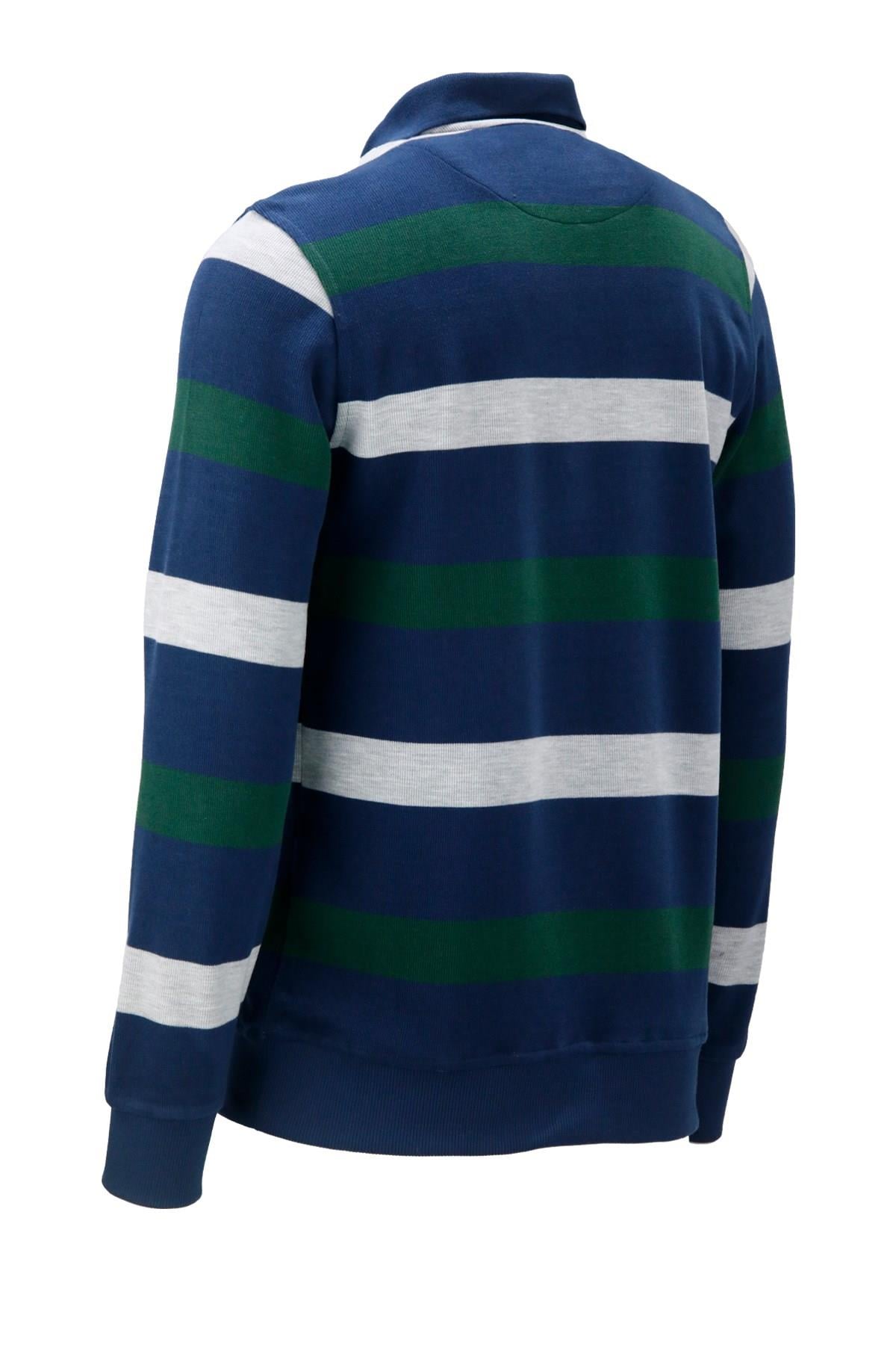 SweatshirtShinzoneErkek Regular Fit Uzun Kollu Polo Yaka Düğmeli İndigo Sweatshirt