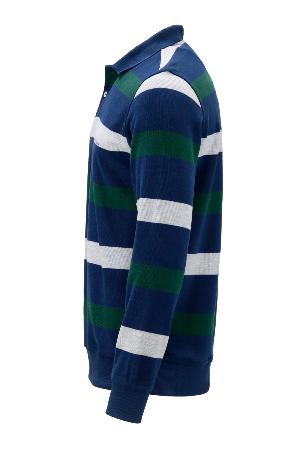SweatshirtShinzoneErkek Regular Fit Uzun Kollu Polo Yaka Düğmeli İndigo Sweatshirt