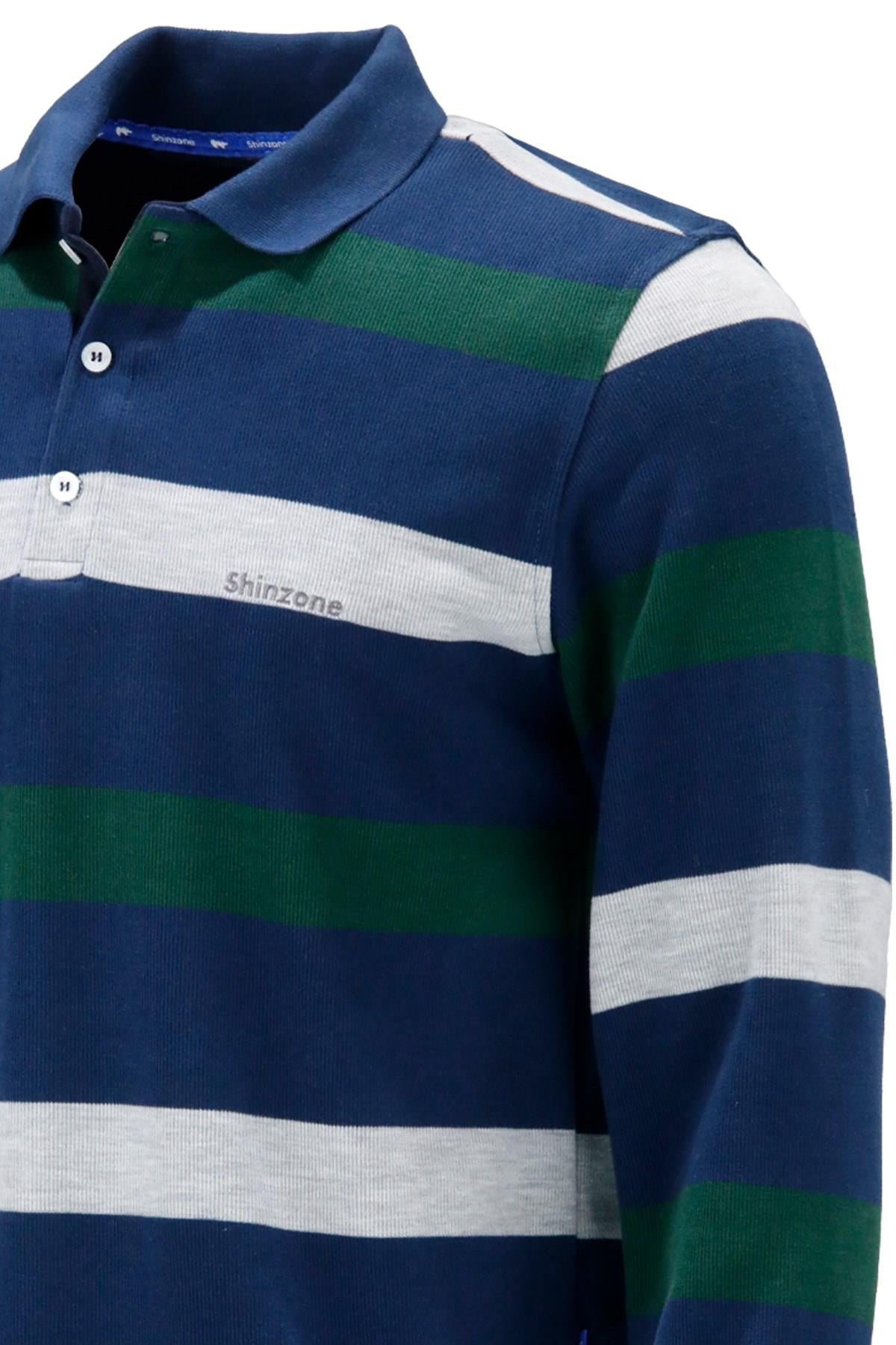 SweatshirtShinzoneErkek Regular Fit Uzun Kollu Polo Yaka Düğmeli İndigo Sweatshirt