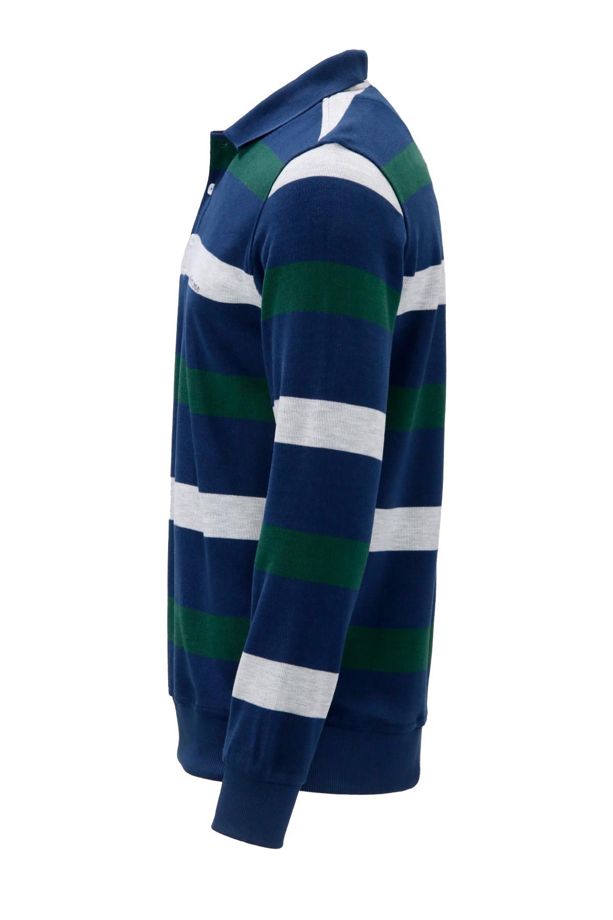 SweatshirtShinzoneErkek Regular Fit Uzun Kollu Polo Yaka Düğmeli İndigo Sweatshirt