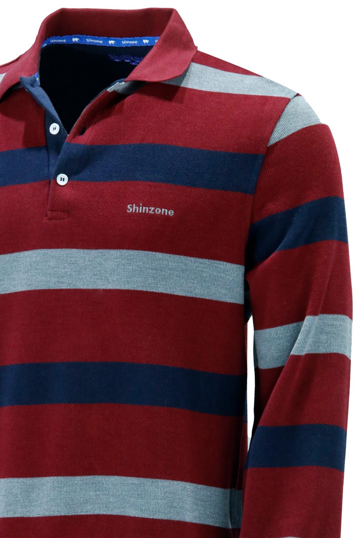 SweatshirtShinzoneErkek Regular Fit Uzun Kollu Polo Yaka Düğmeli Bordo Sweatshirt