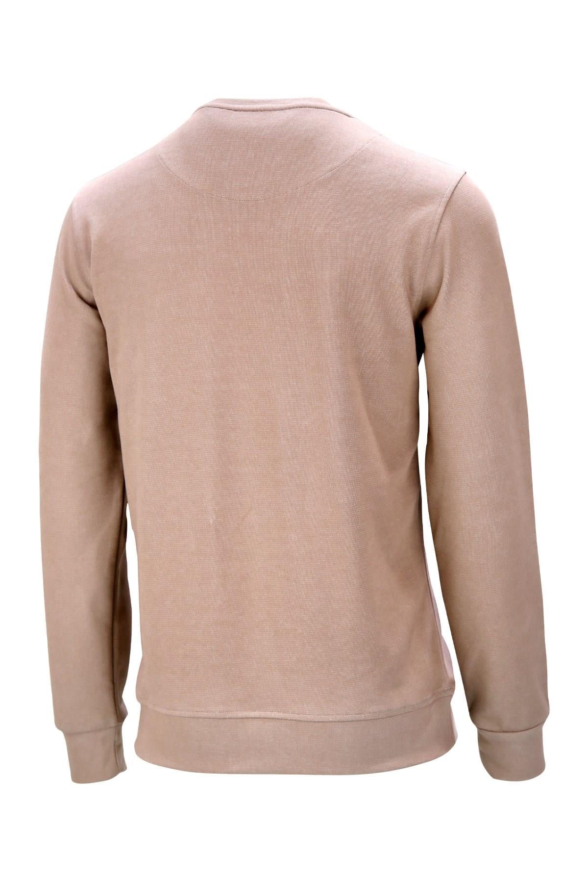 SweatshirtShinzoneErkek Standart Fit Bisikler Yaka Cep Fermuarlı Bej Sweatshirt
