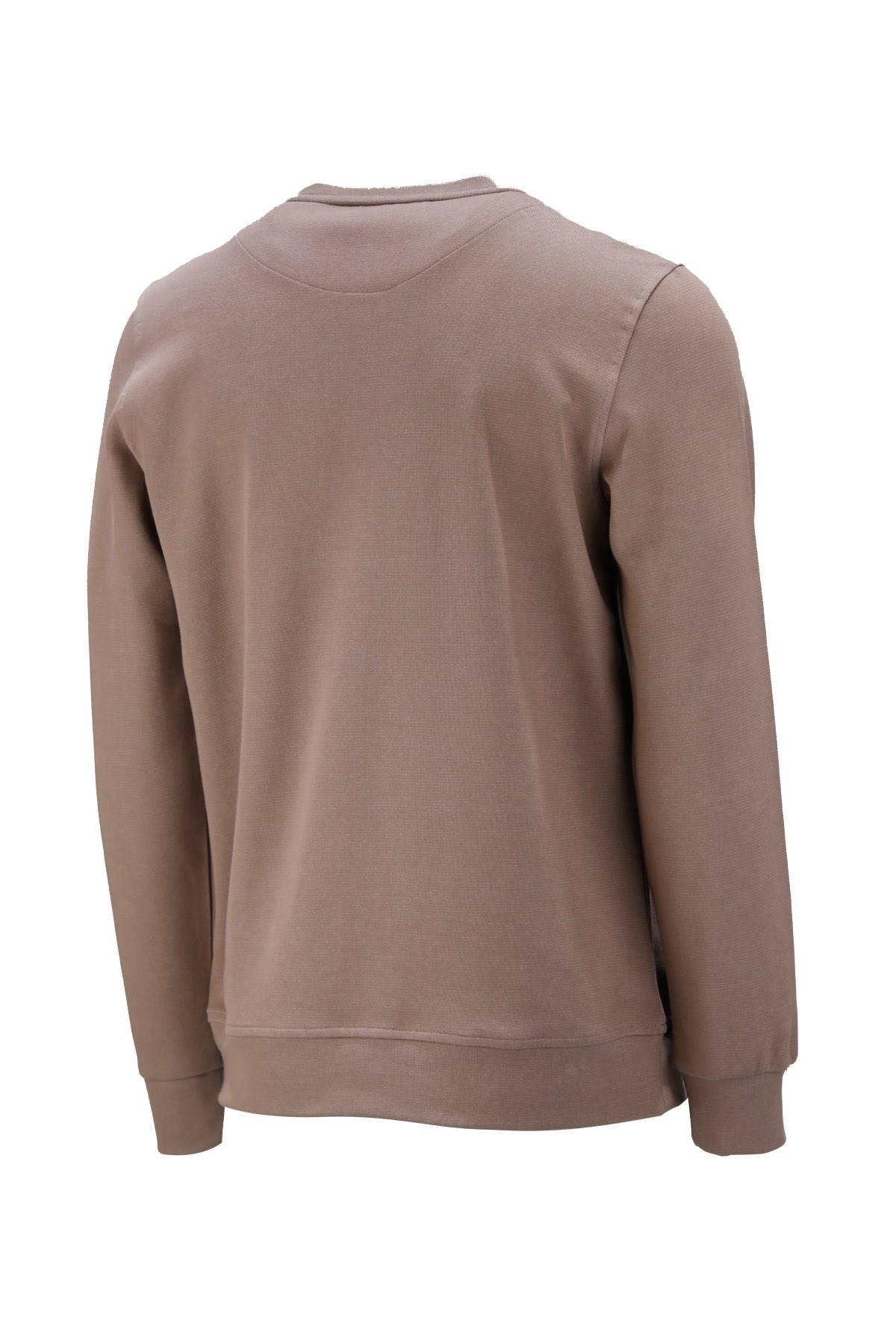 SweatshirtShinzoneErkek Standart Fit Bisiklet Yaka Baskılı Pamuklu Sütlü Kahve Sweatshirt