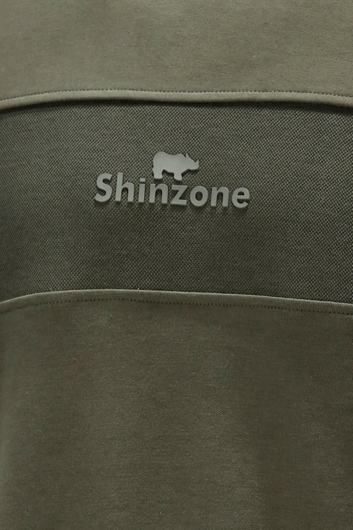 SweatshirtShinzoneErkek Standart Fit Bisiklet Yaka Baskılı Pamuklu Haki Sweatshirt