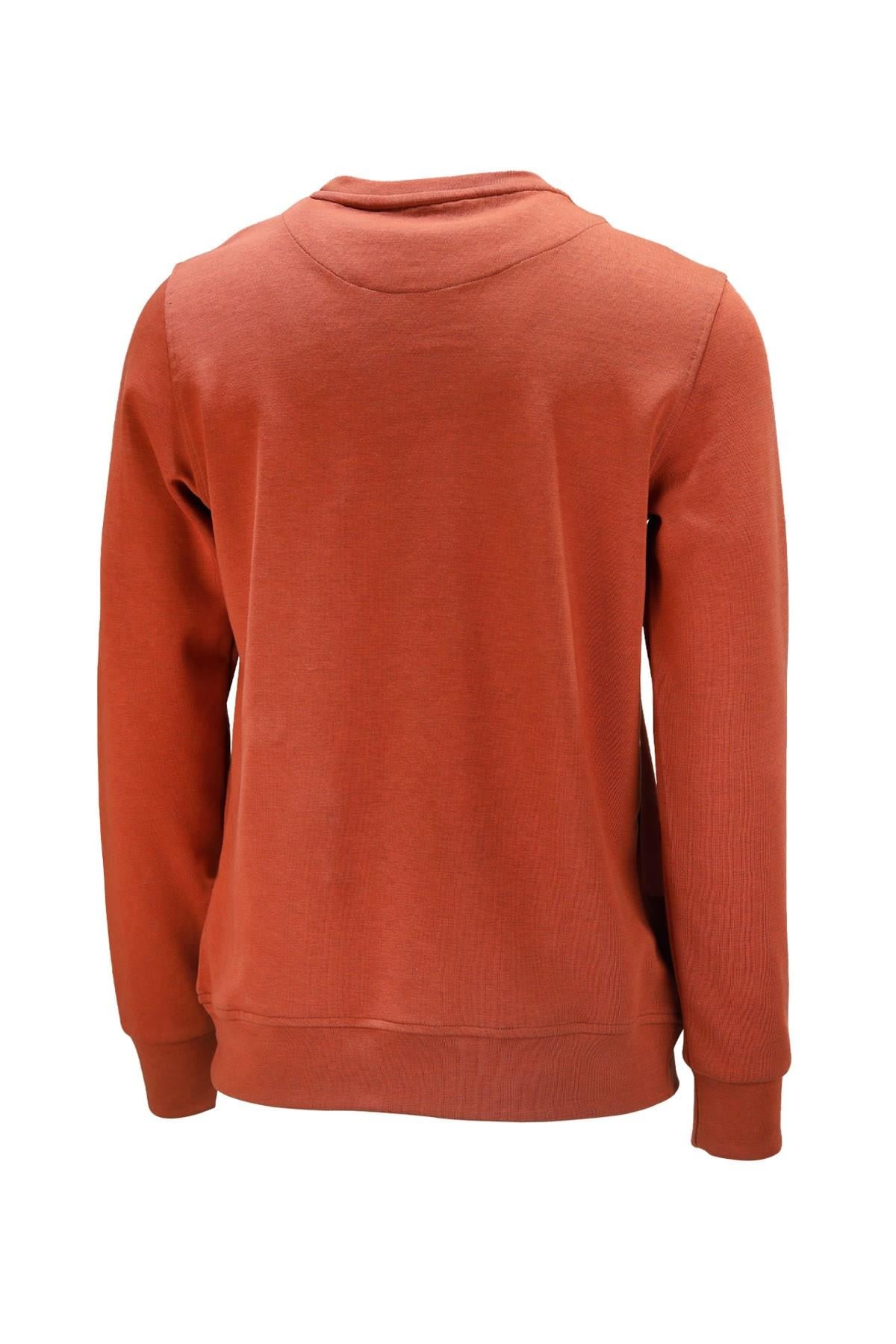 SweatshirtShinzoneErkek Standart Fit Bisiklet Yaka Baskılı Pamuklu Kiremit Sweatshirt