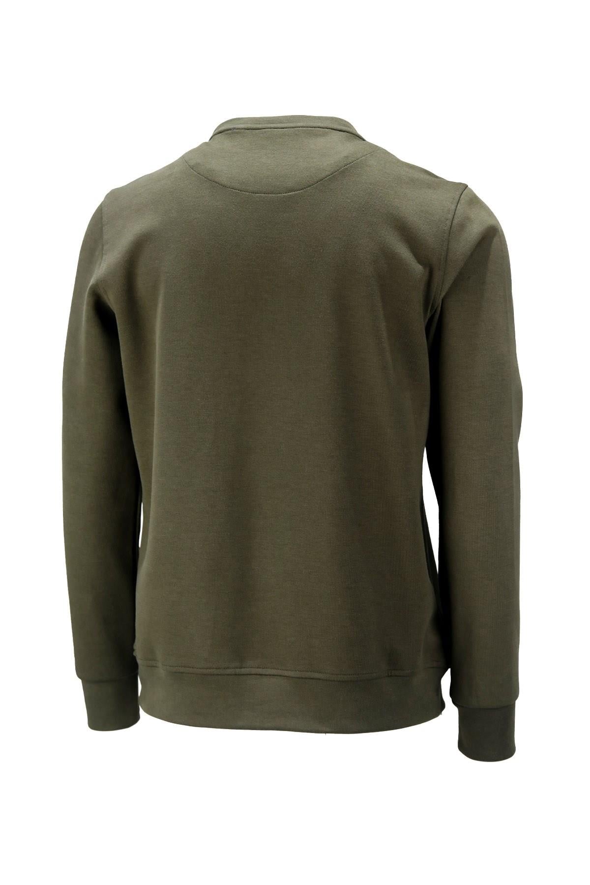 SweatshirtShinzoneErkek Standart Fit Bisiklet Yaka Baskılı Pamuklu Haki Sweatshirt