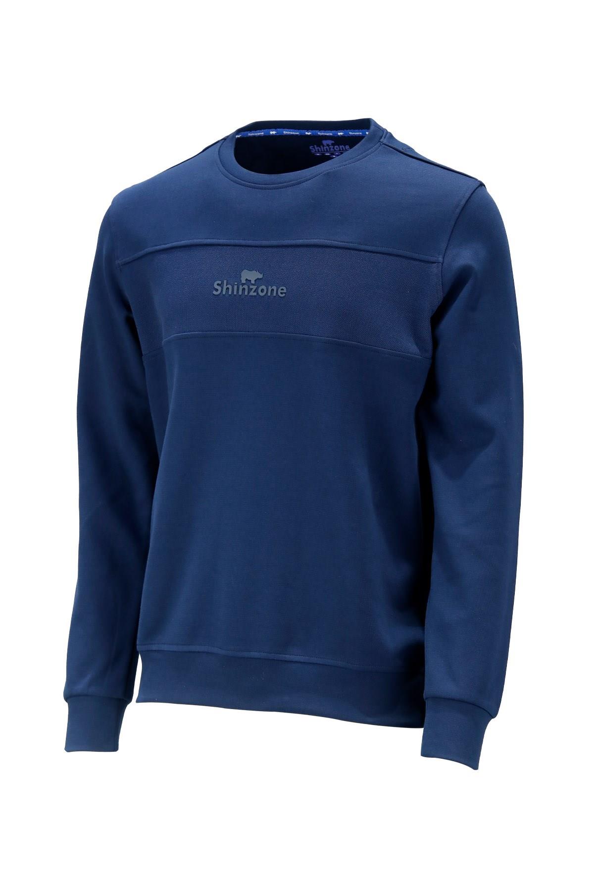 SweatshirtShinzoneErkek Standart Fit Bisiklet Yaka Baskılı Pamuklu Koyu Sweatshirt