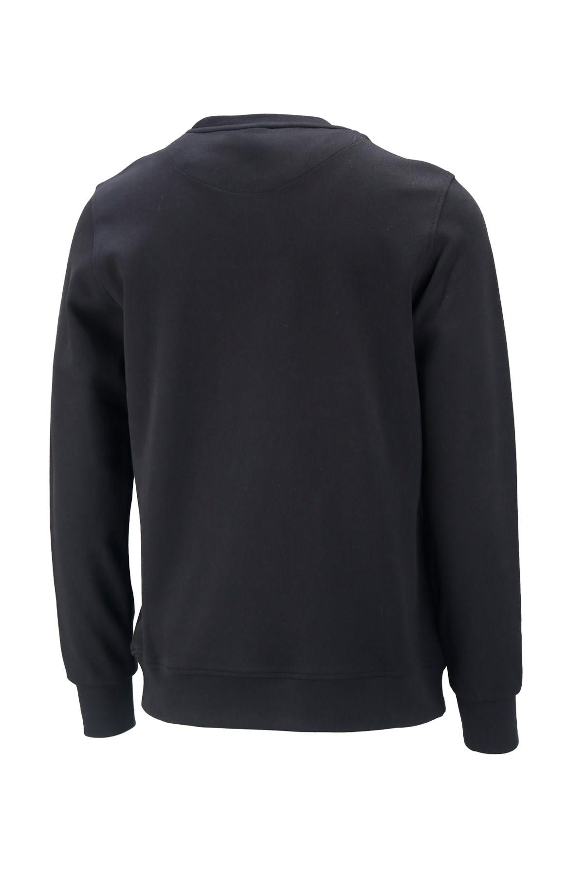 SweatshirtShinzoneErkek Standart Fit Bisiklet Yaka Baskılı Pamuklu Siyah Sweatshirt