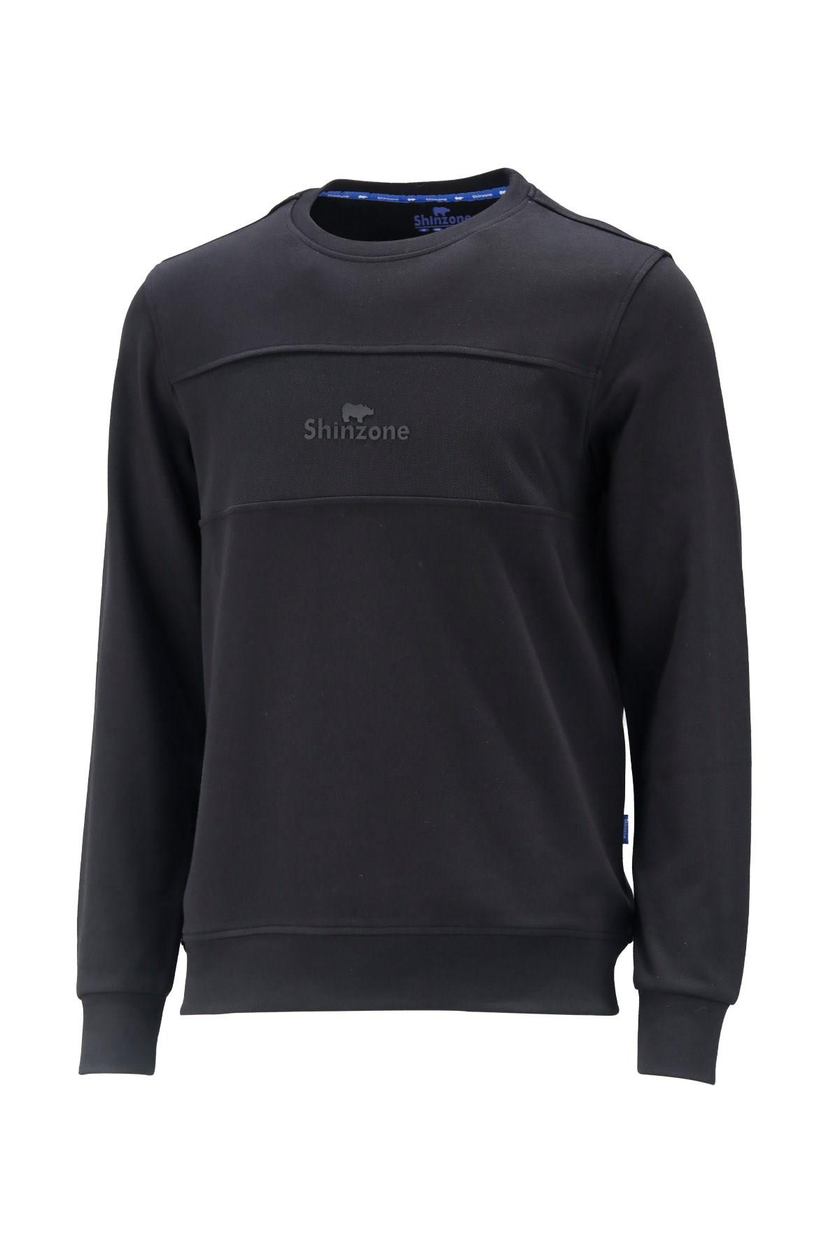 SweatshirtShinzoneErkek Standart Fit Bisiklet Yaka Baskılı Pamuklu Siyah Sweatshirt