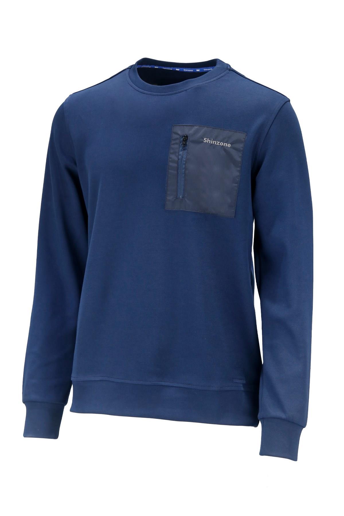 SweatshirtShinzoneErkek Standart Fit Bisiklet Yaka Cep Fermuarlı Lacivert Sweatshirt