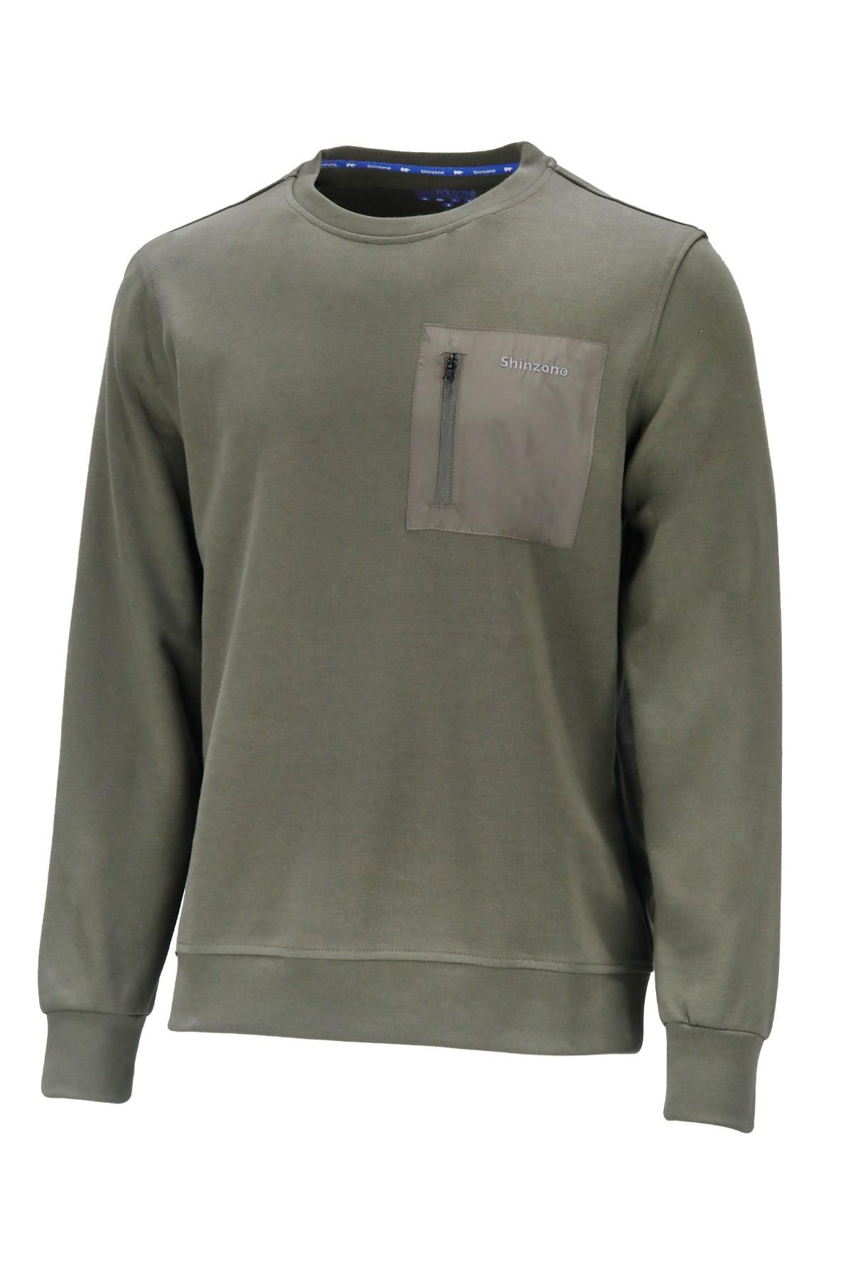 SweatshirtShinzoneErkek Standart Fit Bisiklet Yaka Cep Fermuarlı Haki Sweatshirt