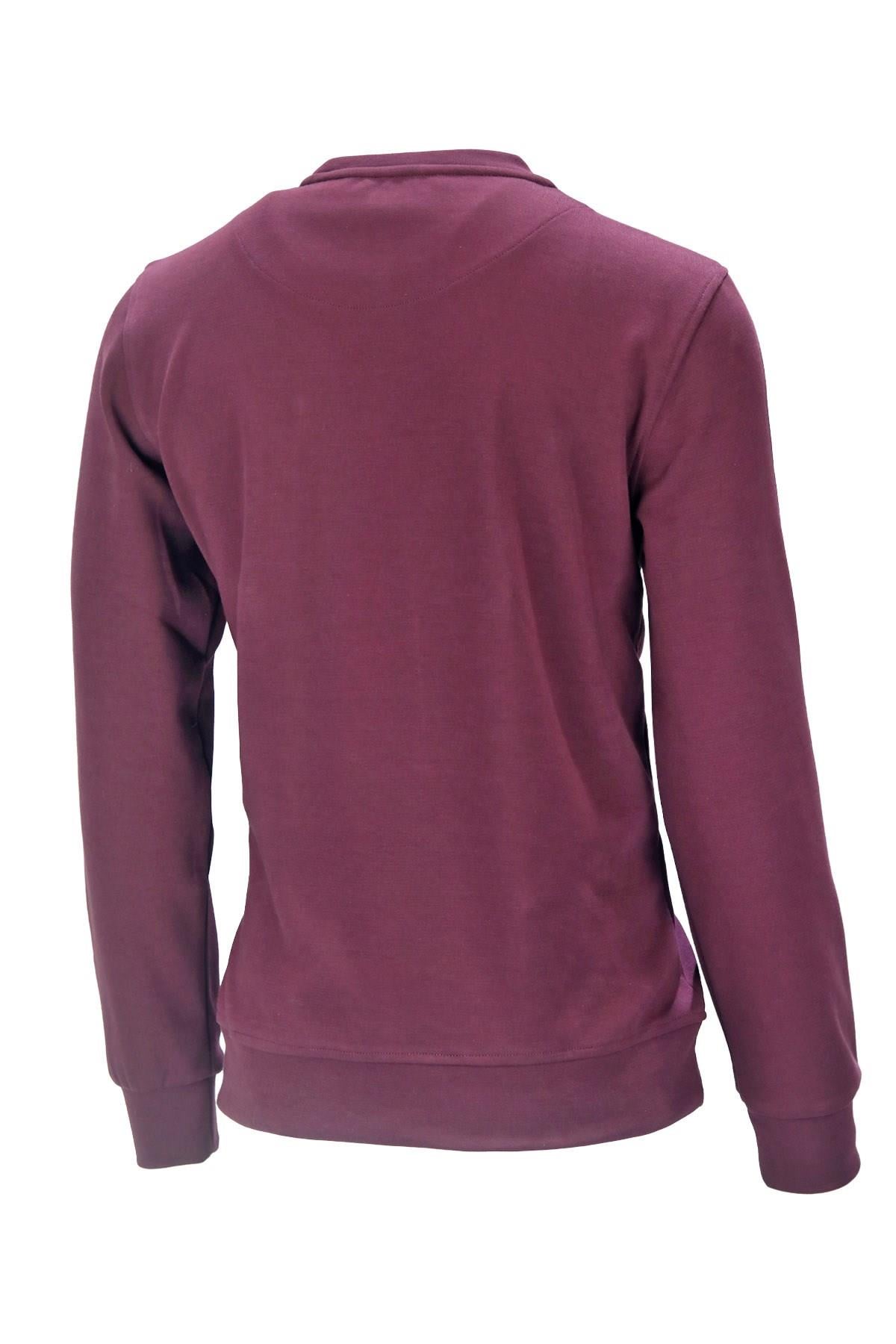 SweatshirtShinzoneErkek Standart Fit Bisiklet Yaka Cep Fermuarlı Mürdüm Sweatshirt