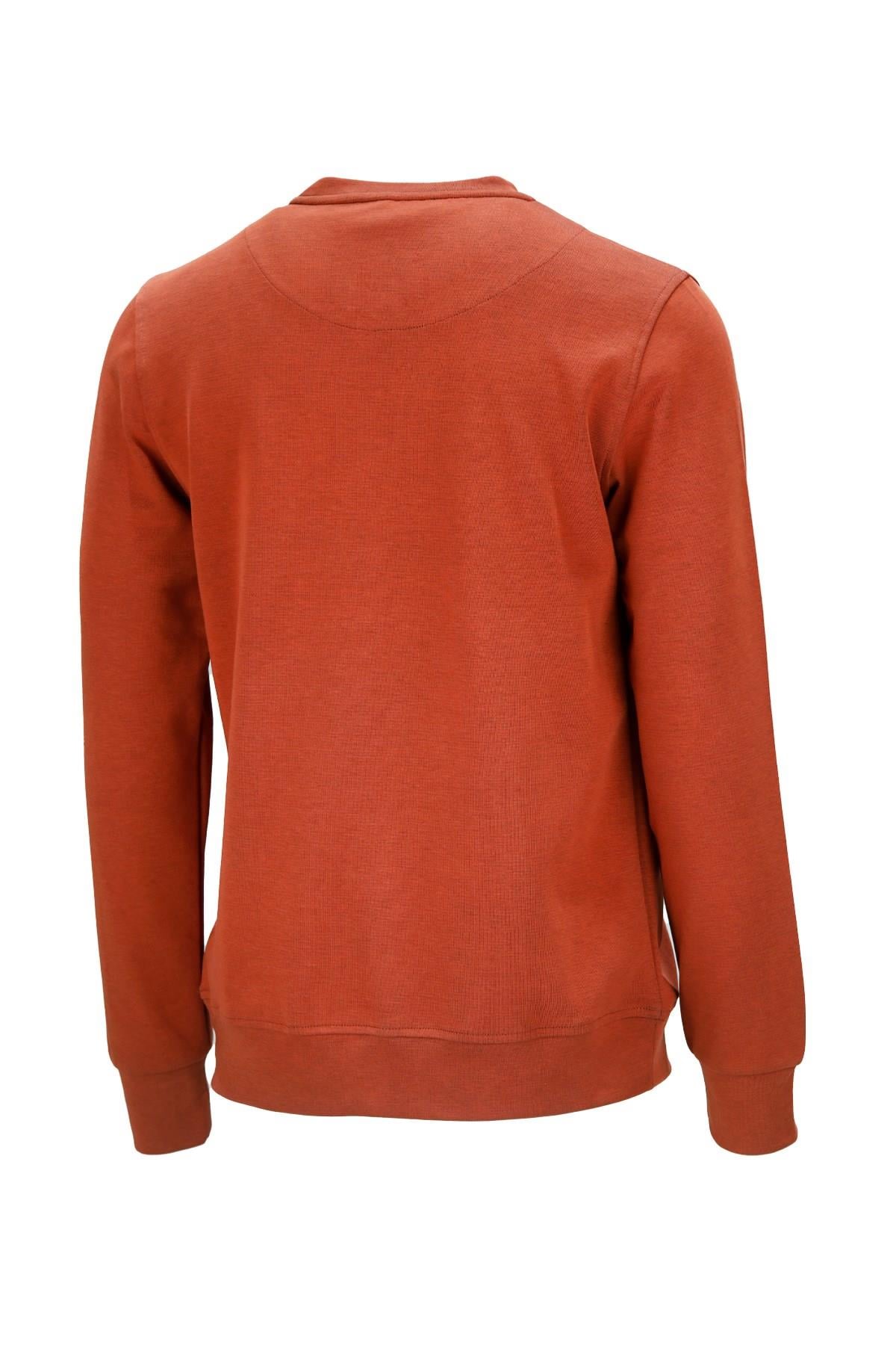 SweatshirtShinzoneErkek Standart Fit Bisiklet Yaka Cep Fermuarlı Kiremit Sweatshirt