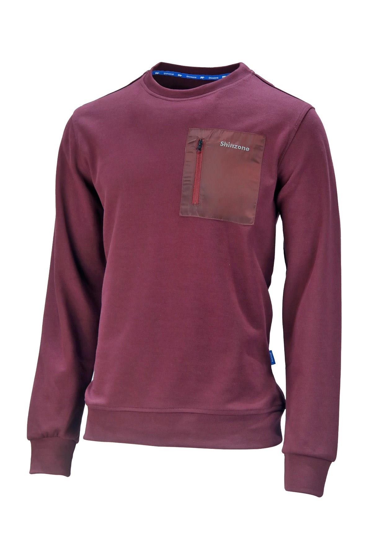 SweatshirtShinzoneErkek Standart Fit Bisiklet Yaka Cep Fermuarlı Mürdüm Sweatshirt