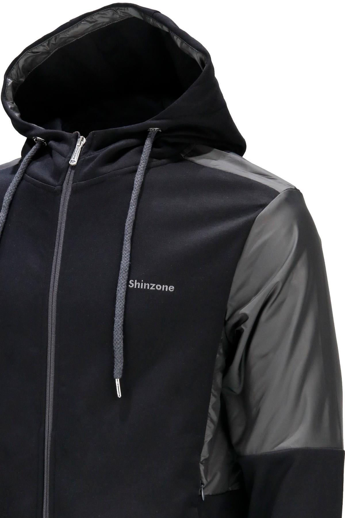 SweatshirtShinzoneErkek Standart Fit Fermuarlı Kapüşonlu Siyah Sweatshirt