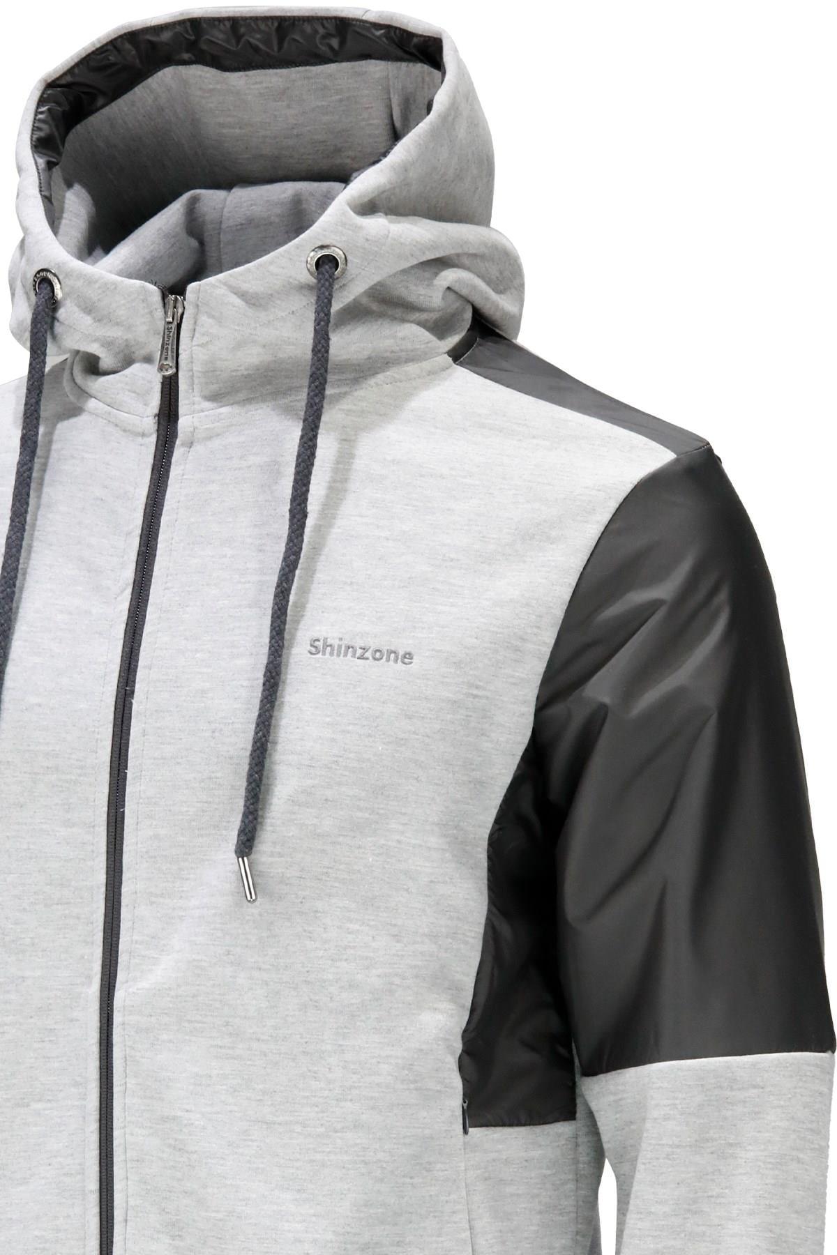 SweatshirtShinzoneErkek Standart Fit Fermuarlı Kapüşonlu Gri Sweatshirt