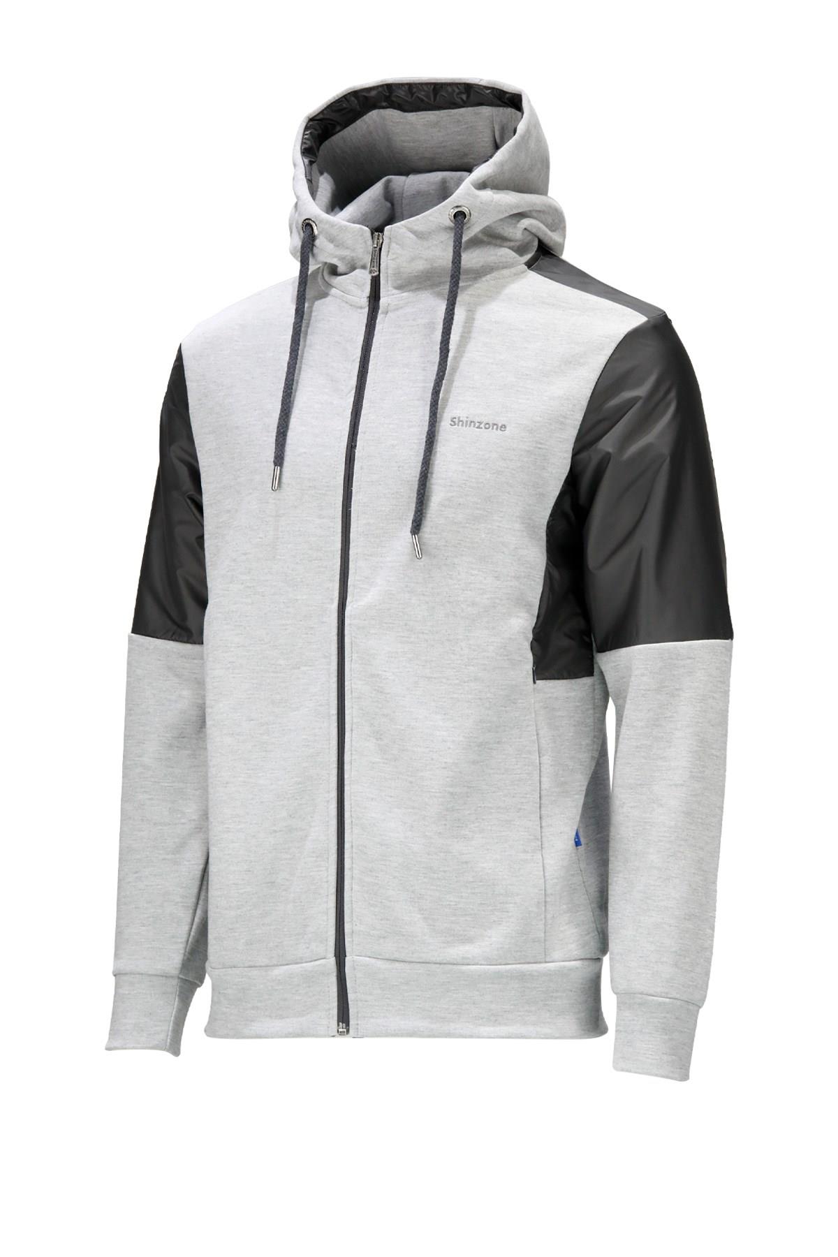 SweatshirtShinzoneErkek Standart Fit Fermuarlı Kapüşonlu Gri Sweatshirt