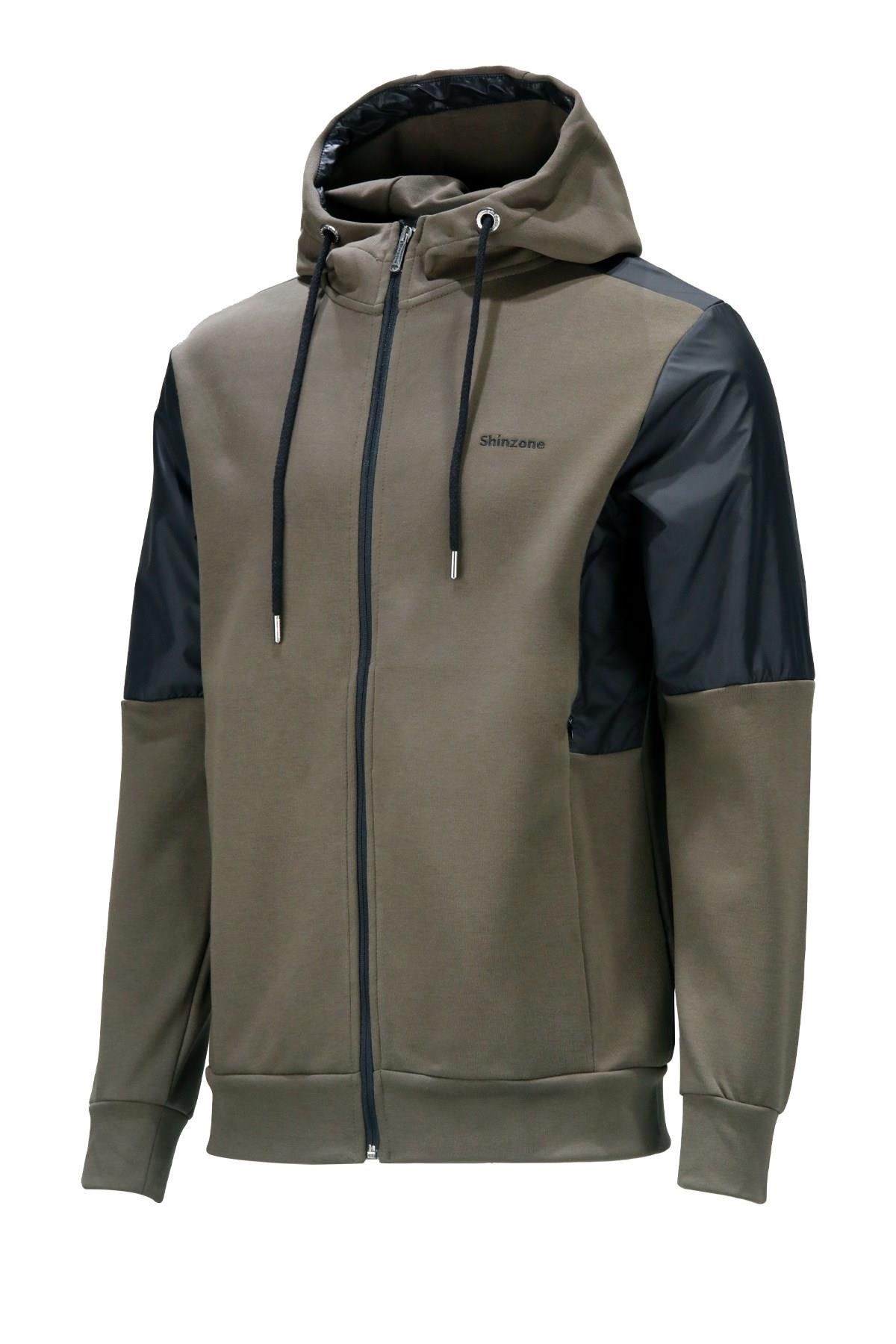 SweatshirtShinzoneErkek Standart Fit Fermuarlı Kapüşonlu Haki Sweatshirt