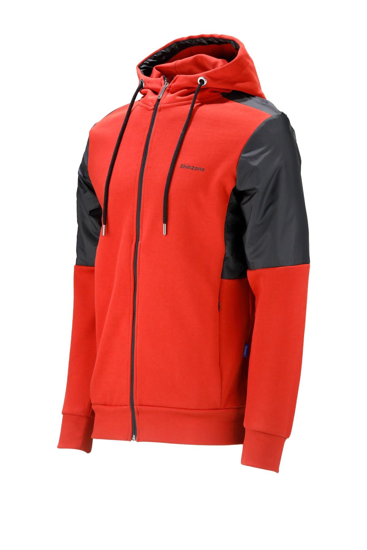 SweatshirtShinzoneErkek Standart Fit Fermuarlı Kapüşonlu Turuncu Sweatshirt
