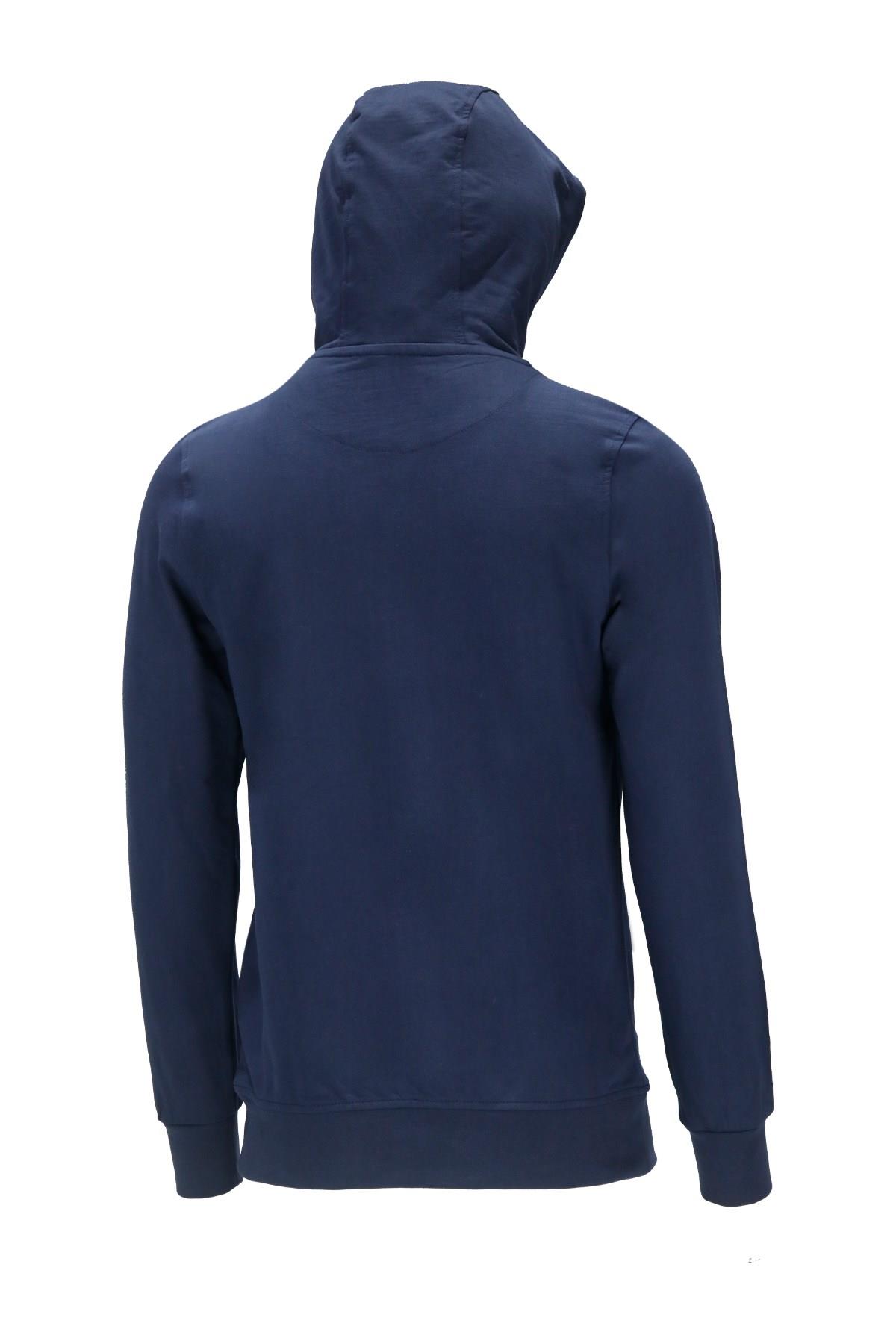 SweatshirtShinzoneErkek Standart Fit Kapüşonlu Baskılı Cepli Lacivert Sweatshirt