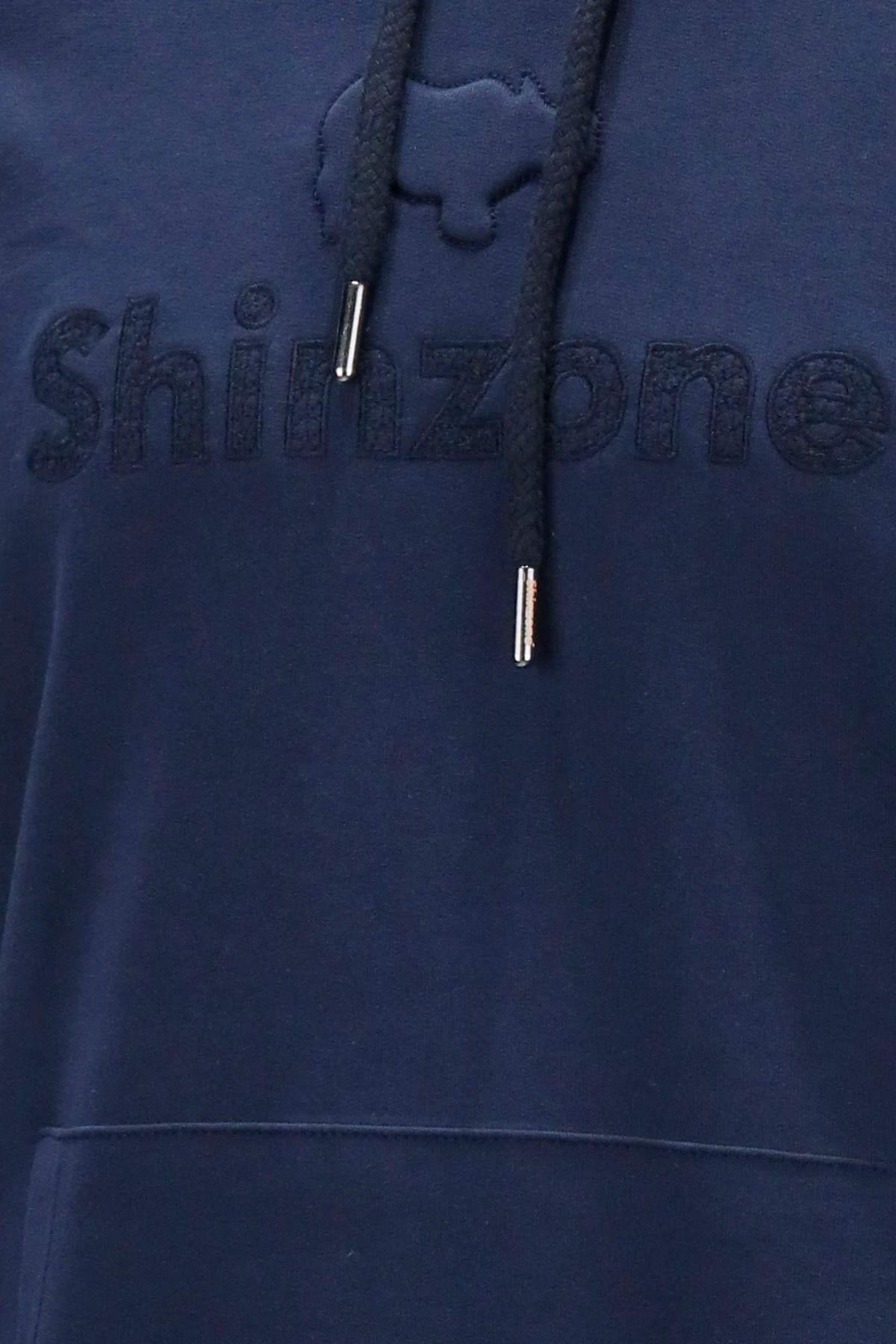 SweatshirtShinzoneErkek Standart Fit Kapüşonlu Baskılı Cepli Lacivert Sweatshirt