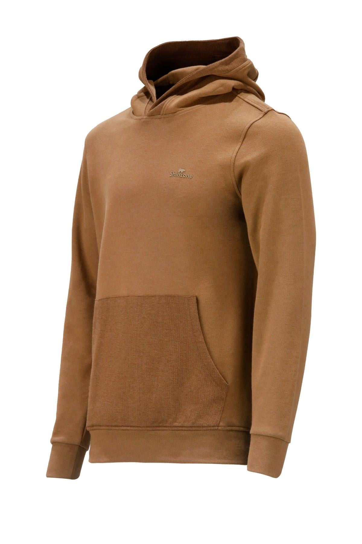 SweatshirtShinzoneErkek Standart Fit Kapüşonlu Cepli Kahverengi Sweatshirt
