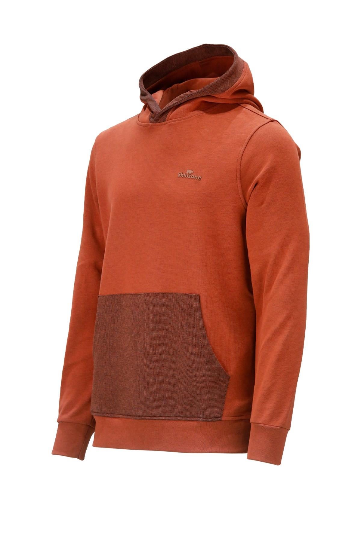SweatshirtShinzoneErkek Standart Fit Kapüşonlu Cepli Turuncu Sweatshirt