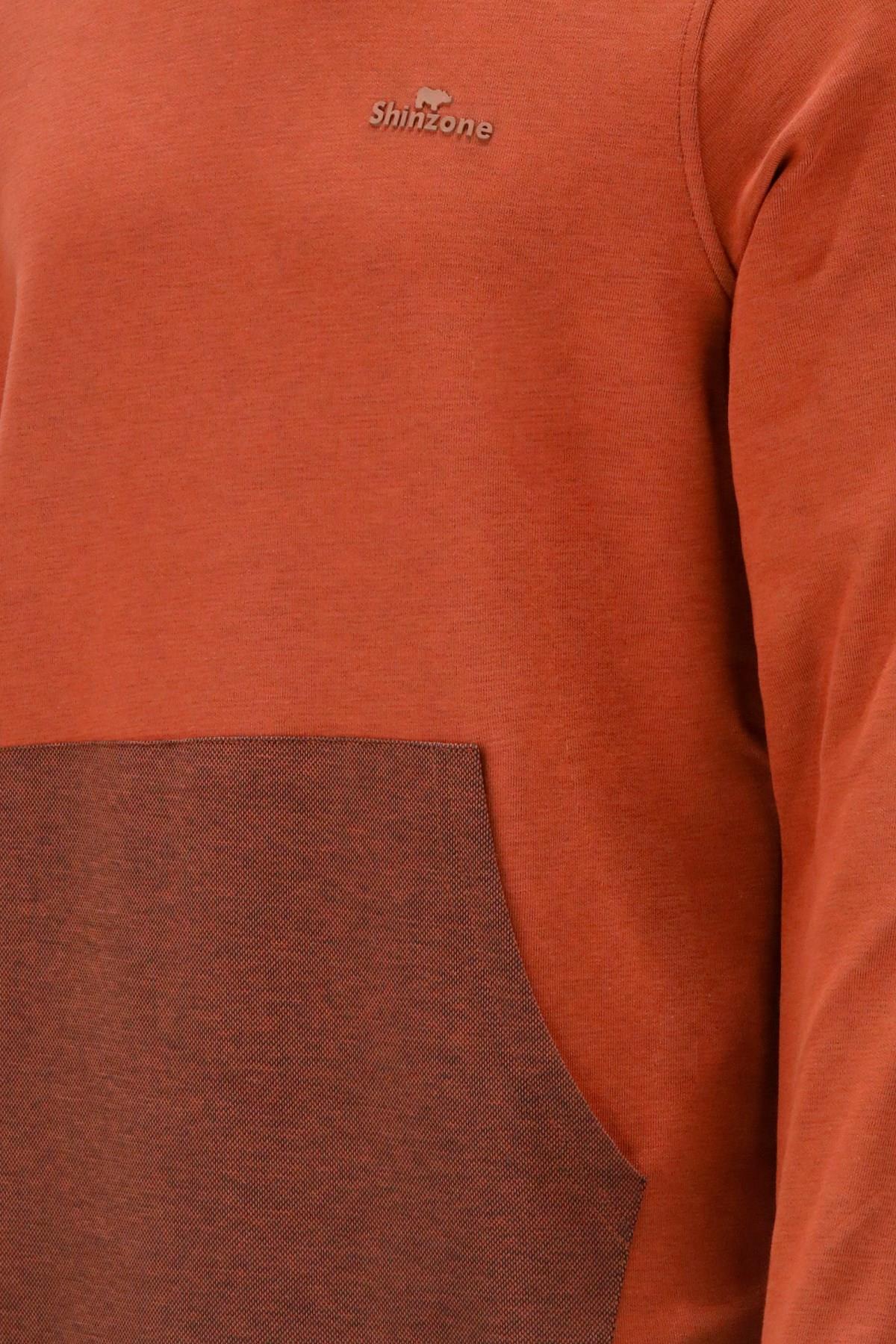 SweatshirtShinzoneErkek Standart Fit Kapüşonlu Cepli Turuncu Sweatshirt