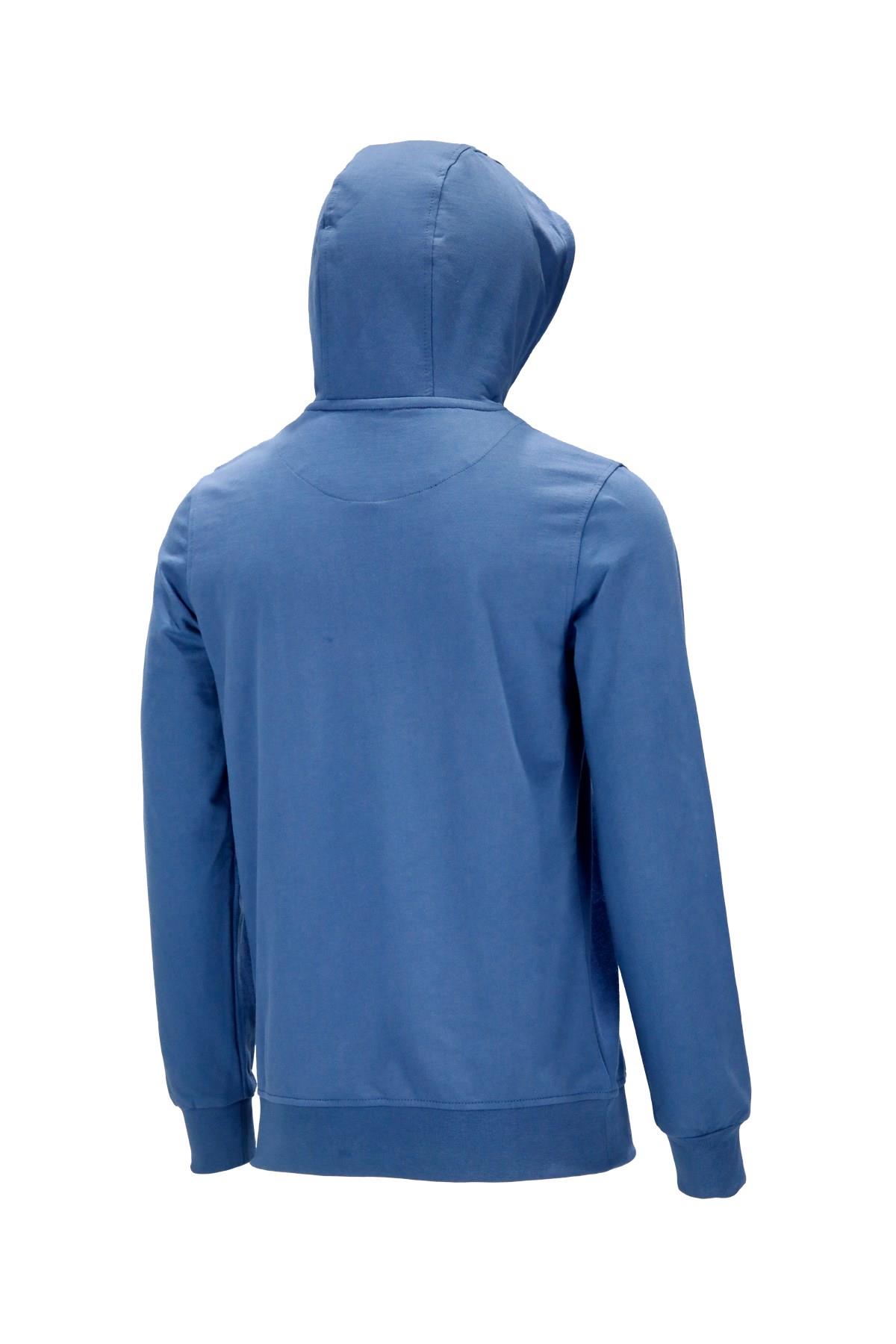 SweatshirtShinzoneErkek Standart Fit Kapüşonlu Kabartma Baskılı Mavi Sweatshirt